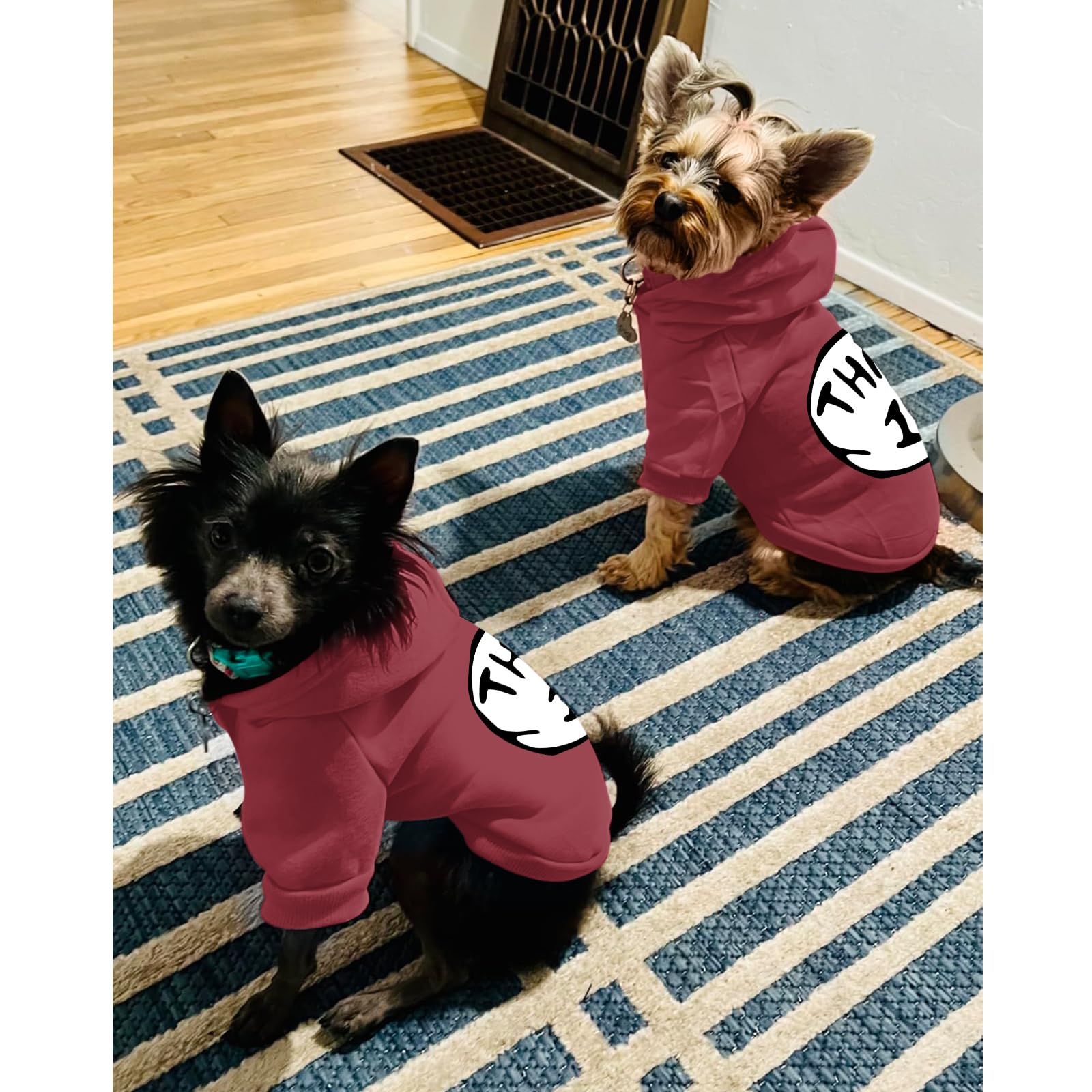 Cayxatiu Dog Hoodie Pet Clothes For Small Dogs Thing 1 Printed Hoodies Medium Puppy Hooded Sweatshirt Pullover Outfit(Wine Red,2