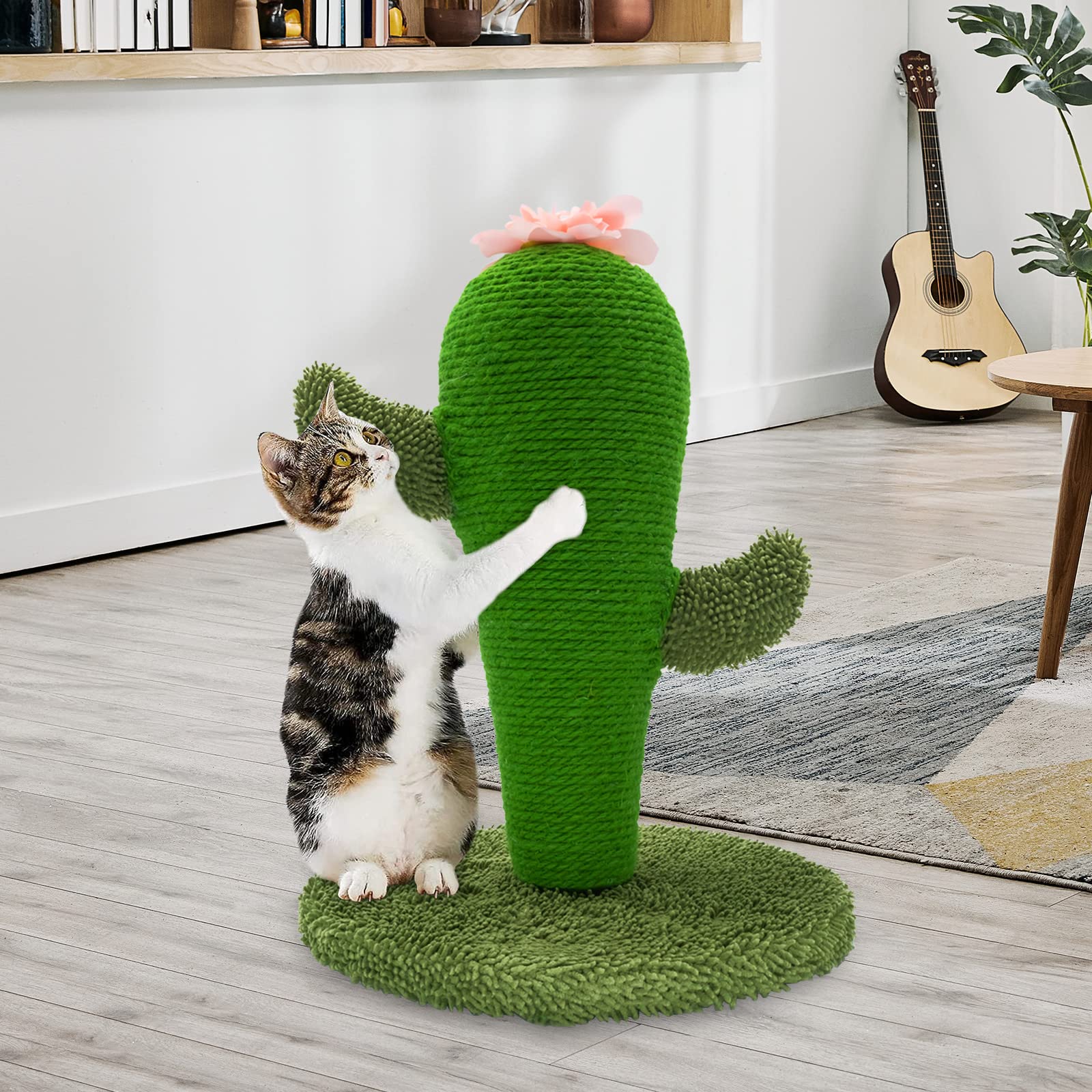 Auscat Cat Scratching Post, Cute Cactus Scratching Post, Nature Sisal Cat Scratcher For Indoor Cats And Kittens