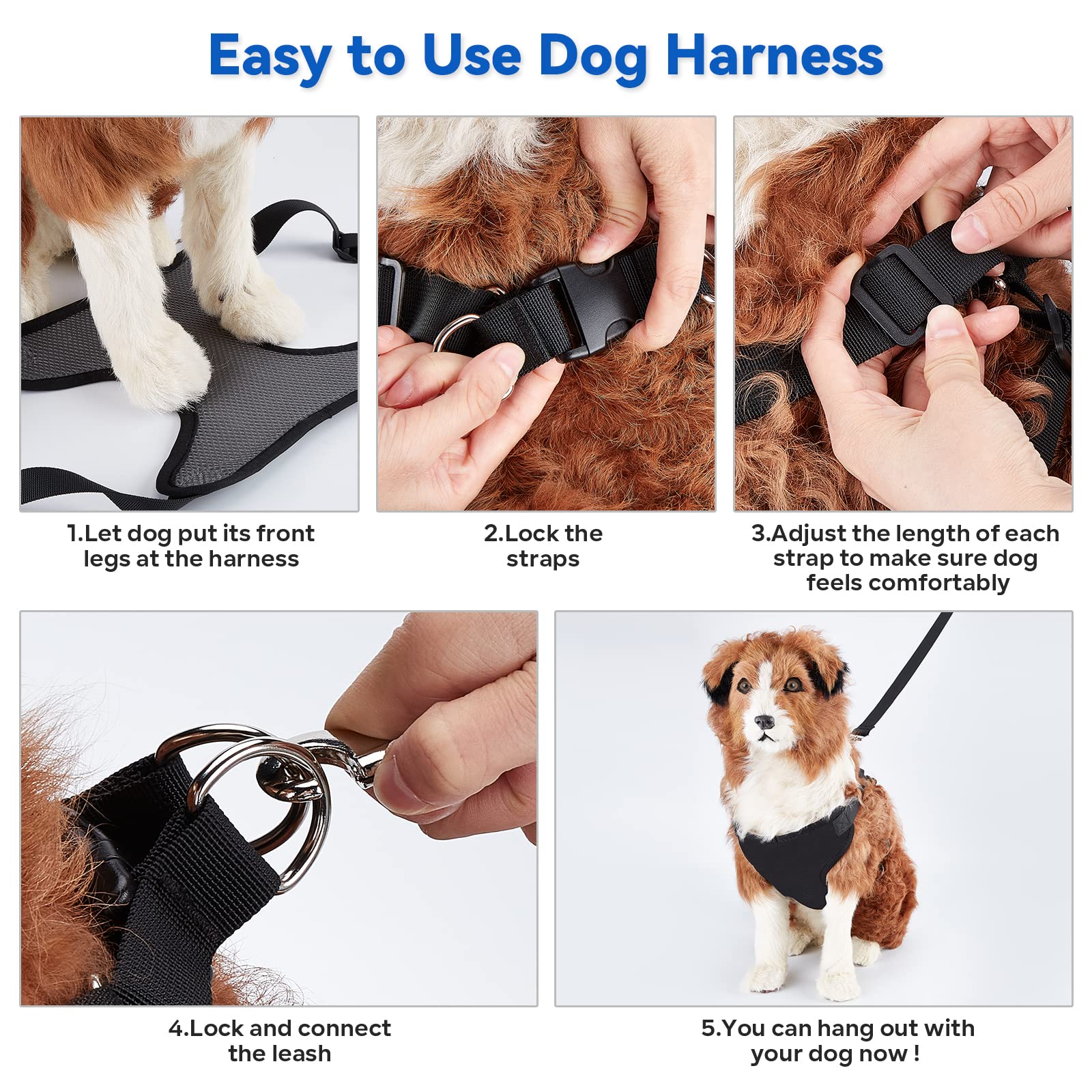 2 In 1 Dog Grooming Hammock With No-Pull Dog Harness, Disassembled Grooming Hammock Into Leash, With Adjustable Grooming Loop/Leash And Stainless Hooks, For Small Size Cat/Dog