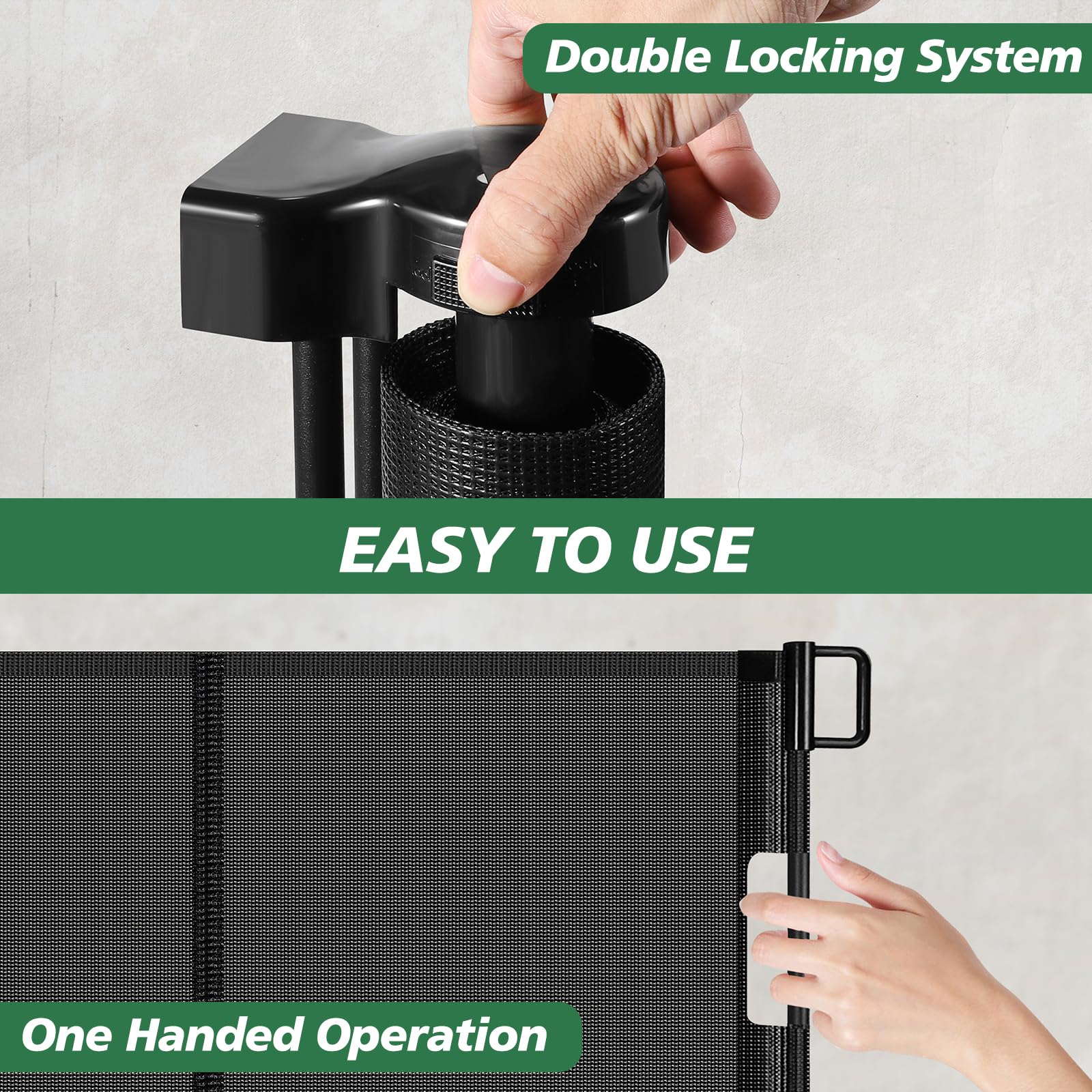 Reinforced 24 Inch Tall Retractable Baby Gates, Short Dog Gates to Step Over, Expands 0-55 Inches Wide, Mesh Pet Gate with Suppo