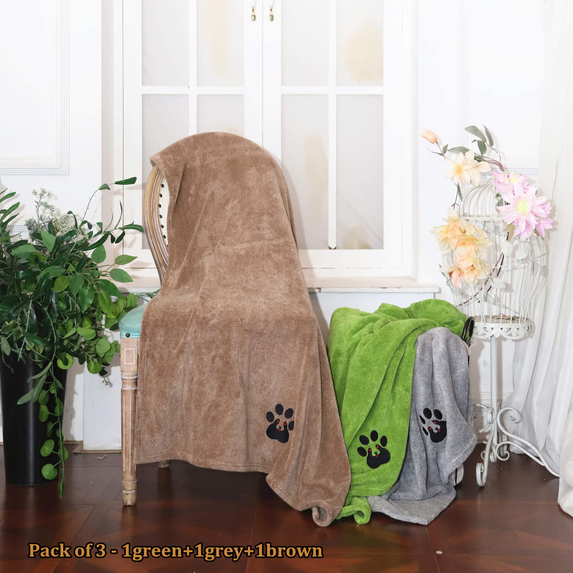 Dogvingpk Extra Large Dog Towels for Drying Dogs - Pack of 3 - Super Absorbent Soft Microfiber Pet Bath Grooming Towel for Dogs