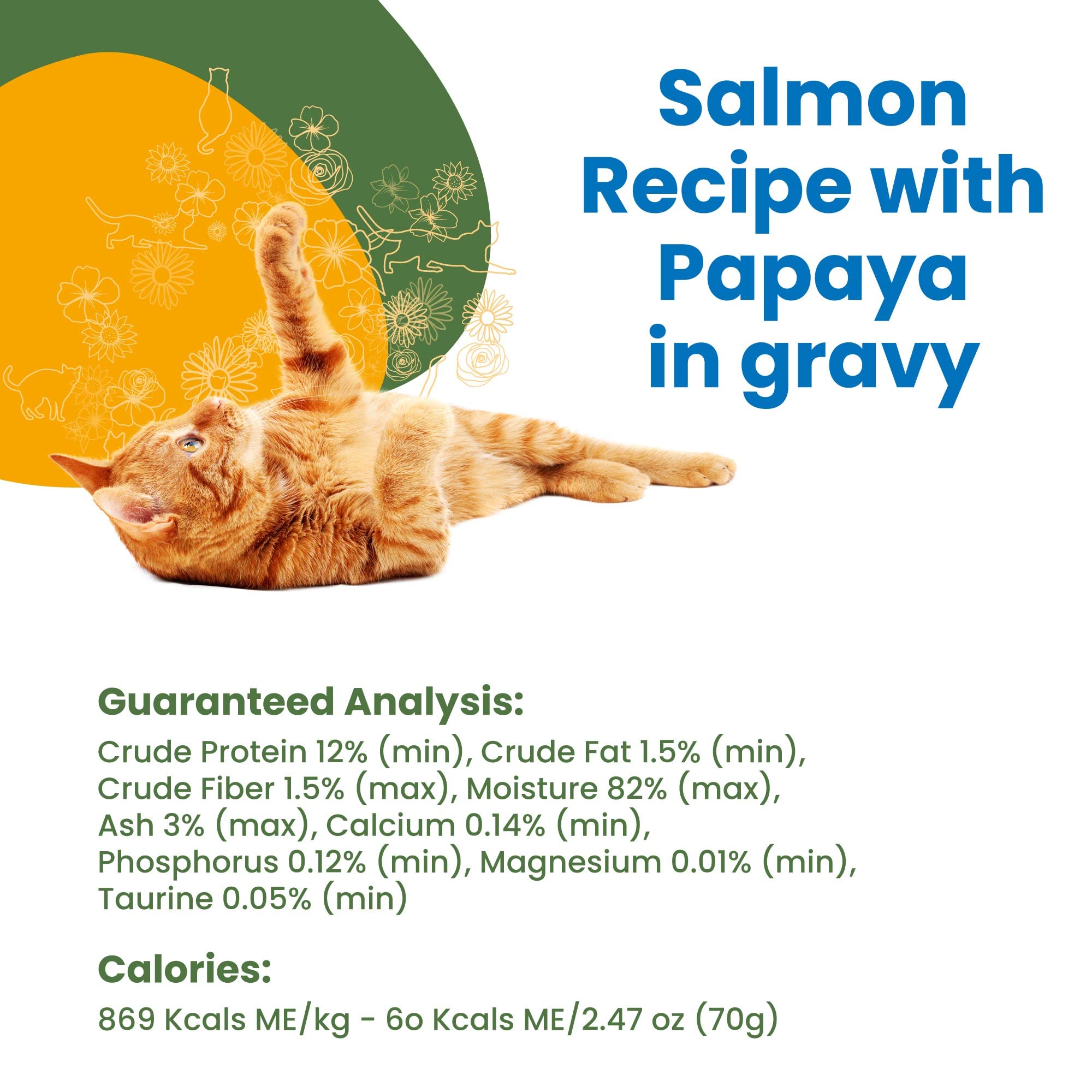 Almo Nature HQS Complete Salmon & Papaya In Gravy, Grain Free, Adult Cat Canned Wet Food, Flaked.