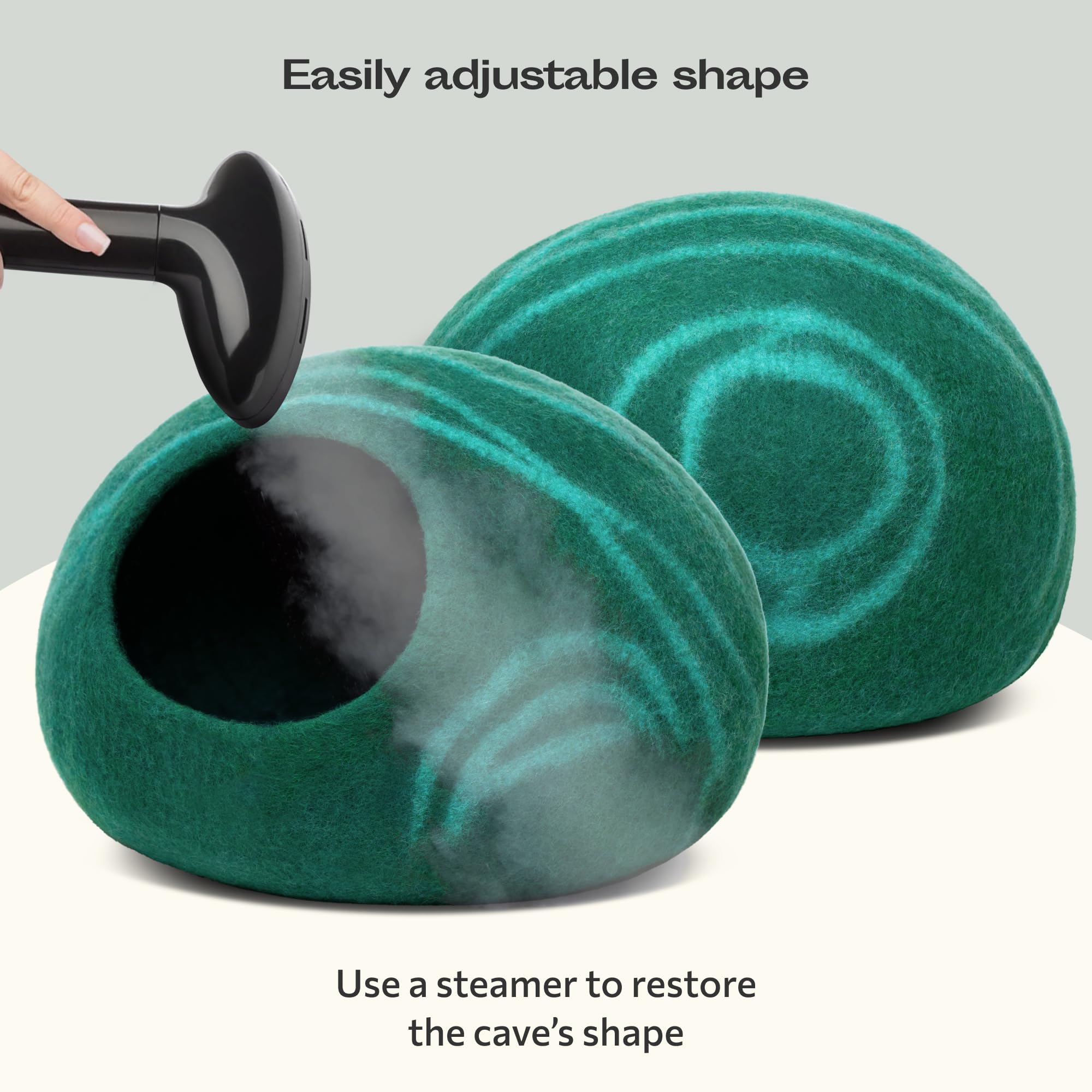 MEOWFIA Cat Cave - Premium Felt Cat Bed for Indoor Cats, Handmade 100% Merino Wool (Dark Shades) (Medium, Emerald)