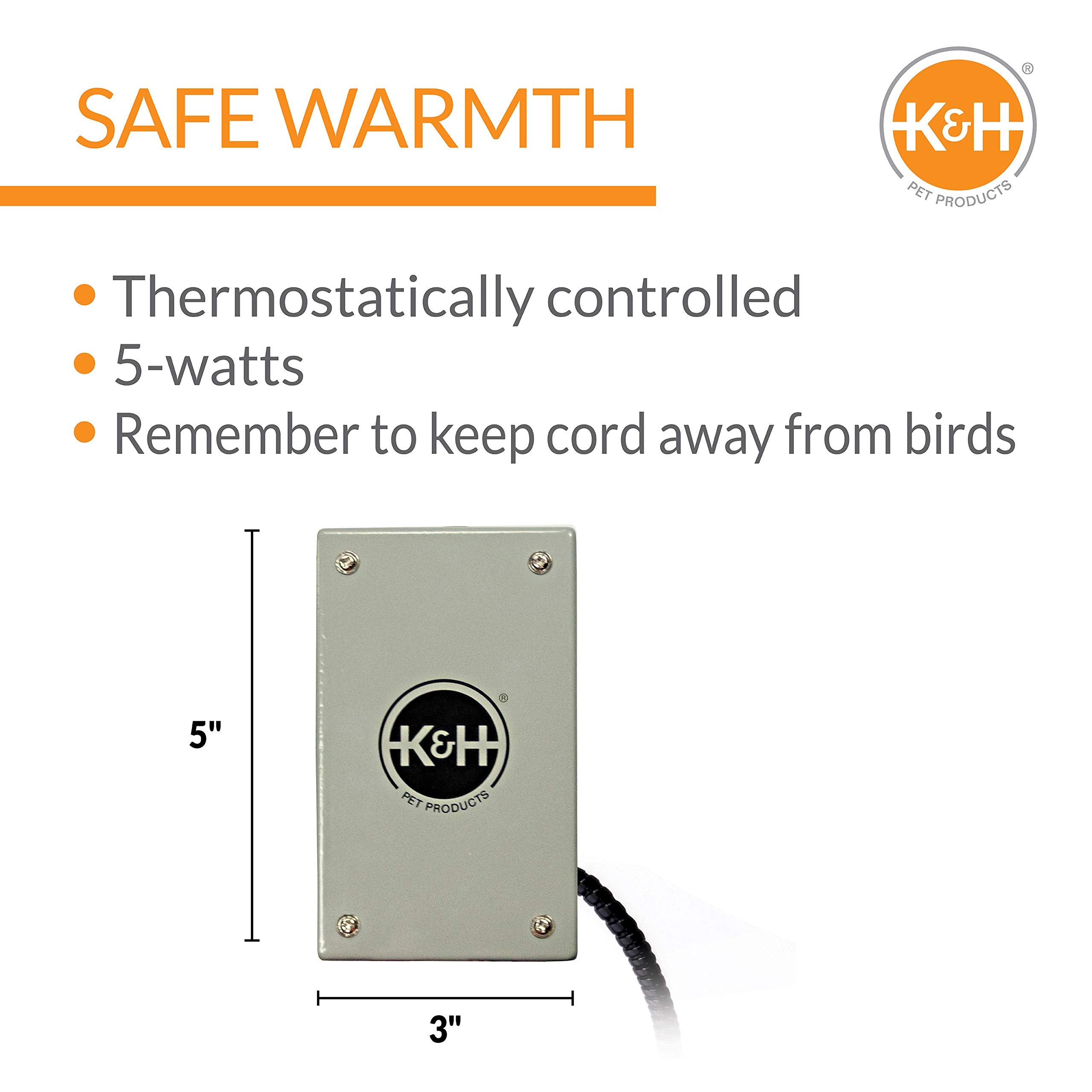 K&H PET PRODUCTS Snuggle Up Bird Warmer - Electric Radiant Heater for Small to Medium Birds, 7W/5W, Gray