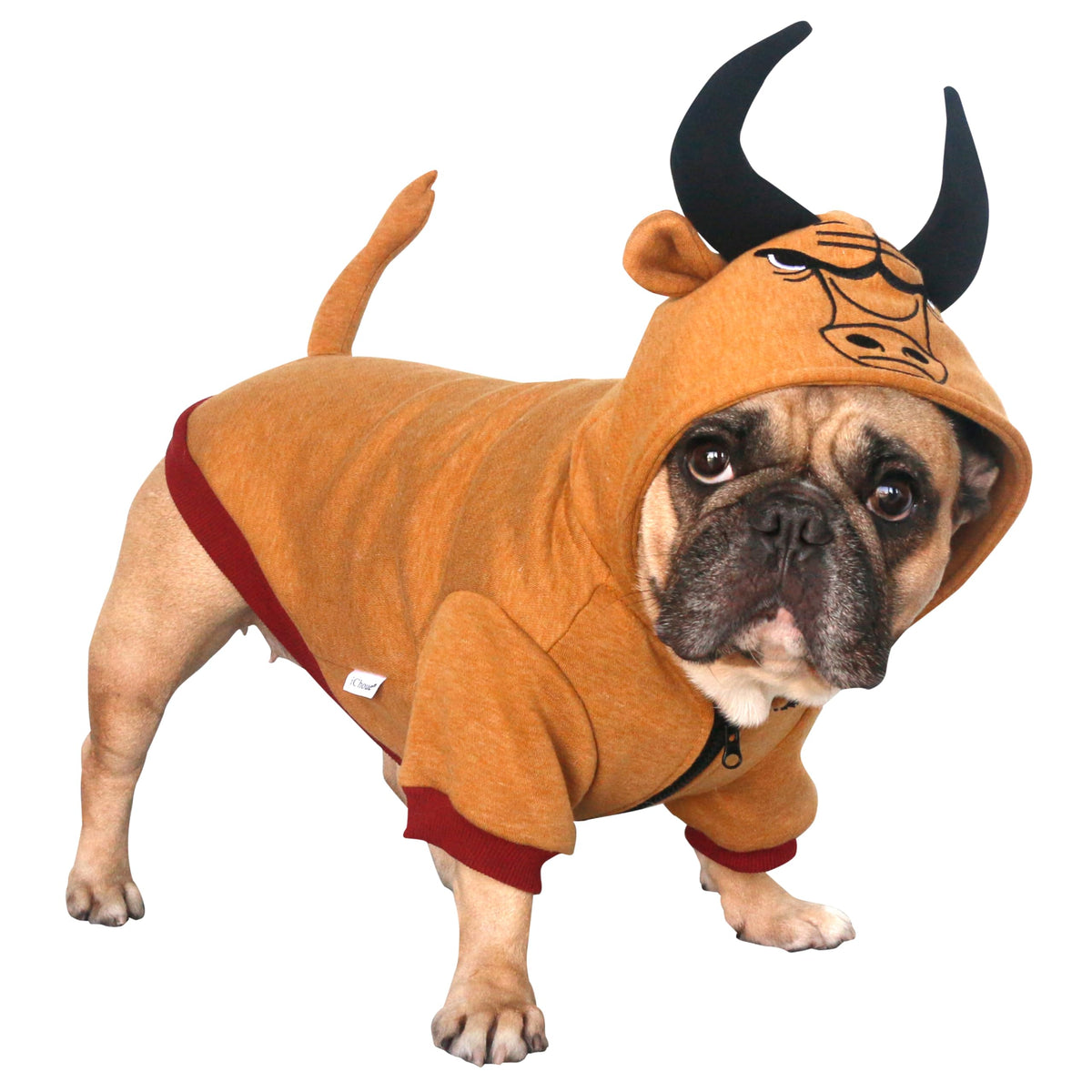 Ichoue Pug Buffalo Bull Halloween Costumes Clothes Hoodies For Medium Dogs Cold Weather Winter Coats French Bulldog Frenchie English Pitbull Boston Terrier - Brown, Small