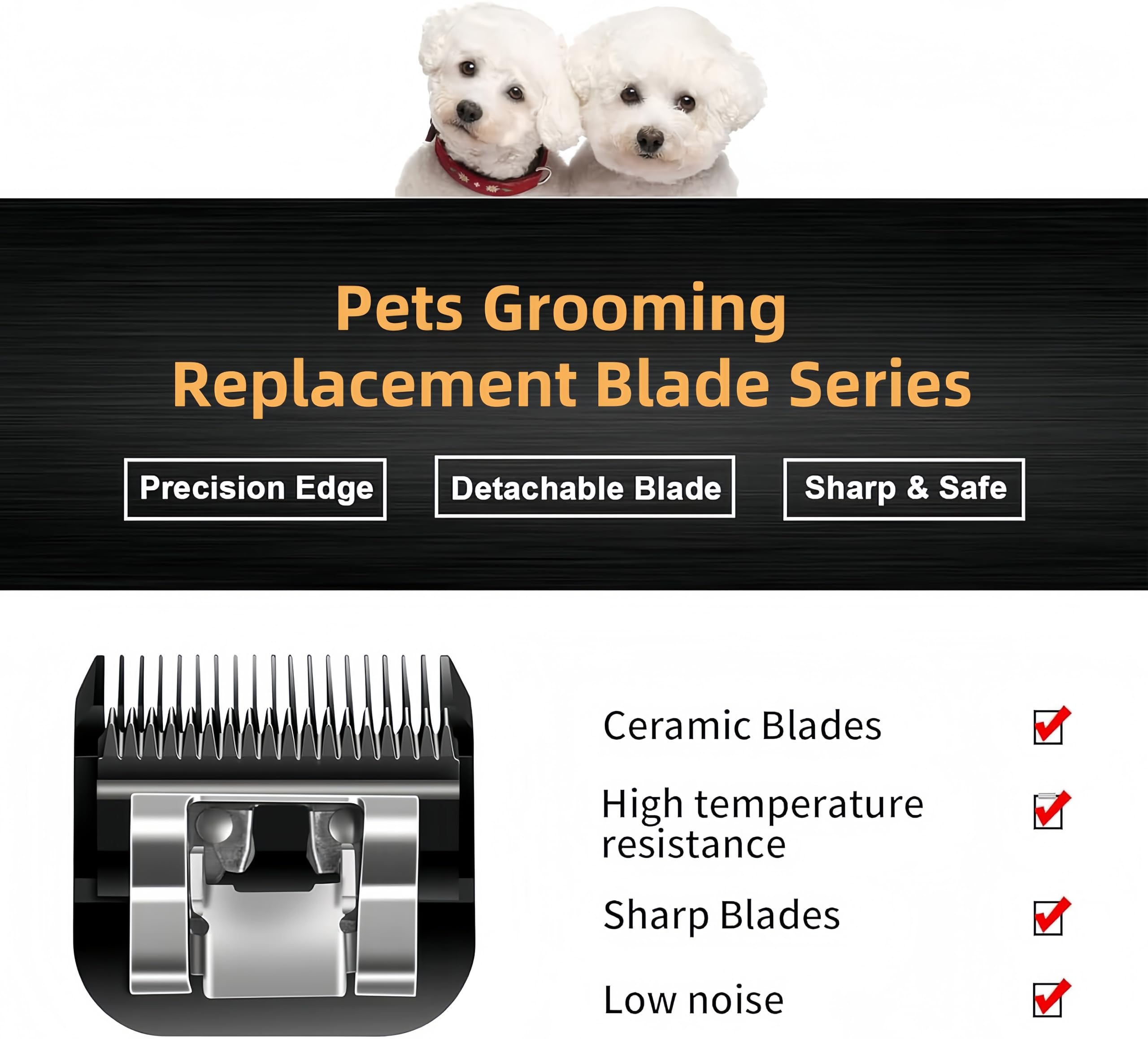 Yukaione 7F Dog Clipper Blade: Titanium Coated Sk2 Steel, Universal Fit For Andis, Oster A5, Wahl Km - 1/8'' Cut For Dogs & Cats