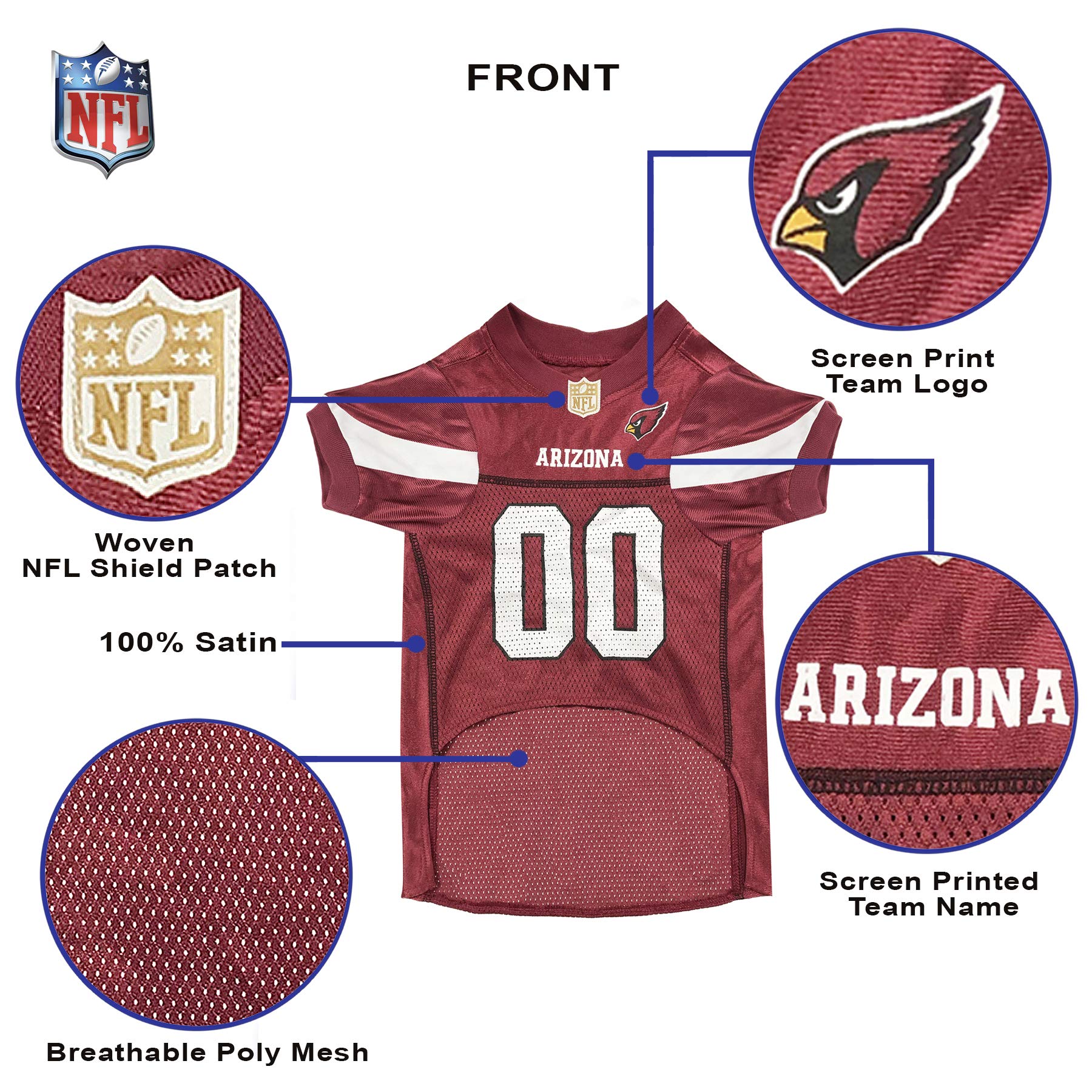 Nfl Arizona Cardinals Dog Jersey, Size: Small. Best Football Jersey Costume For Dogs & Cats. Licensed Jersey Shirt