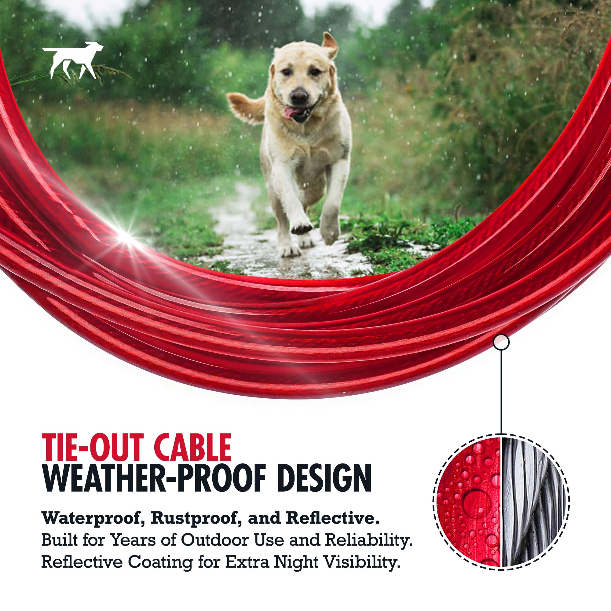 Tuff Pupper Dog Tie Out Cable 60 Feet | Dog Runner Cable For Yard 60 Ft | Heavy Duty Lead | Water & Rust Resistant Industrial St
