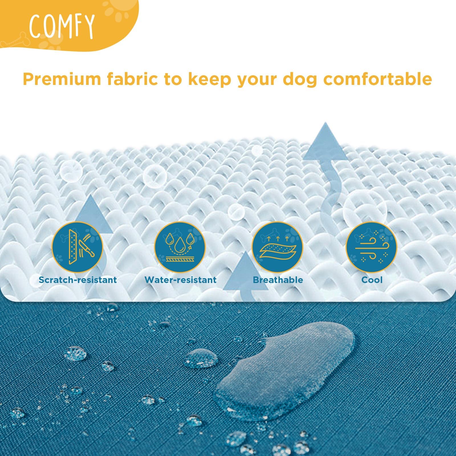 Canine Canyon Folding Raised Dog Bed, Large Outdoor Elevated Dog Cot, Cooling Chew Proof Pet Cots Bed, Portable, Heavy Duty Up T