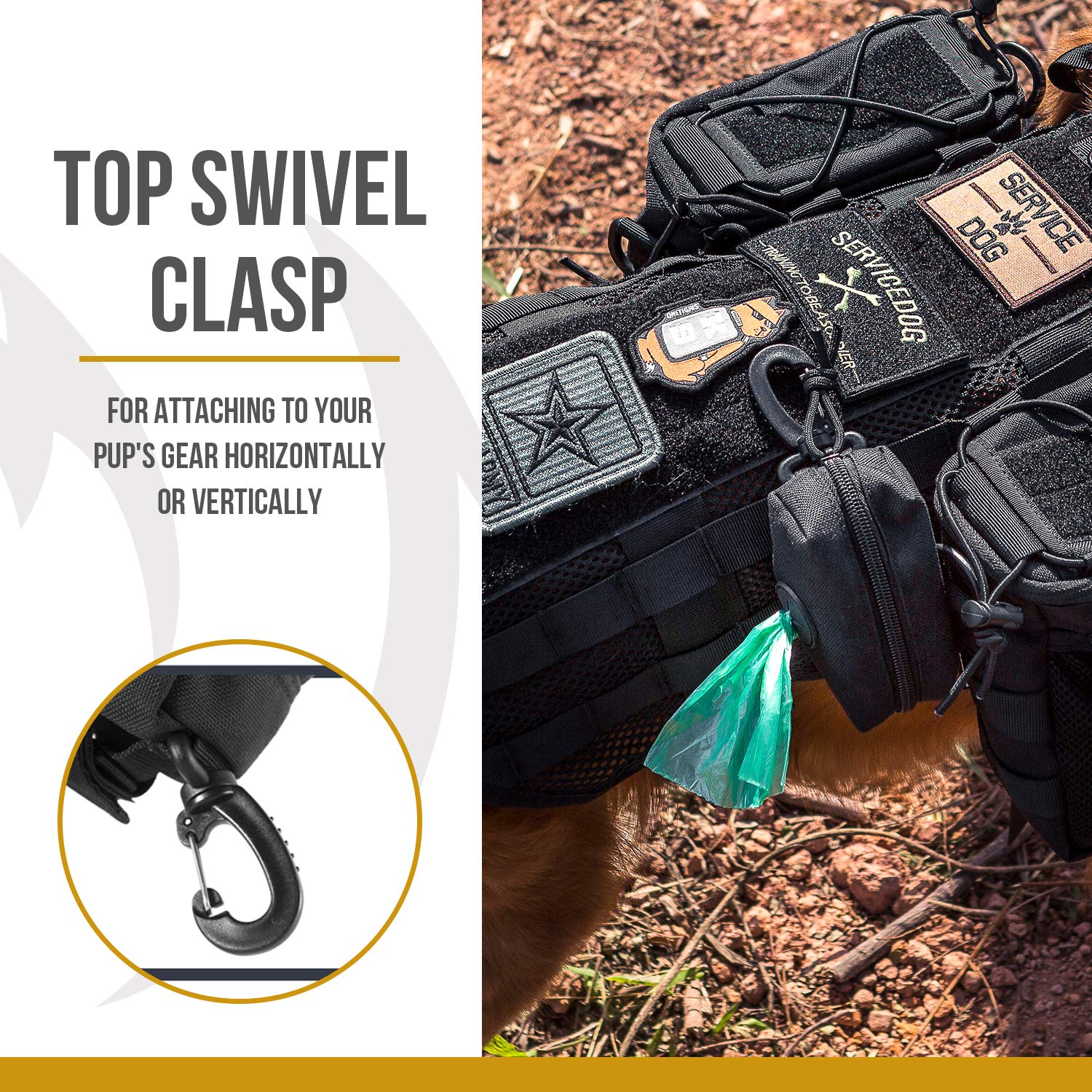 Onetigris Doggy Poop Bag Holder Zipper Dog Waste Bag Pouch Leash Attachment For Walking Training Running Hiking