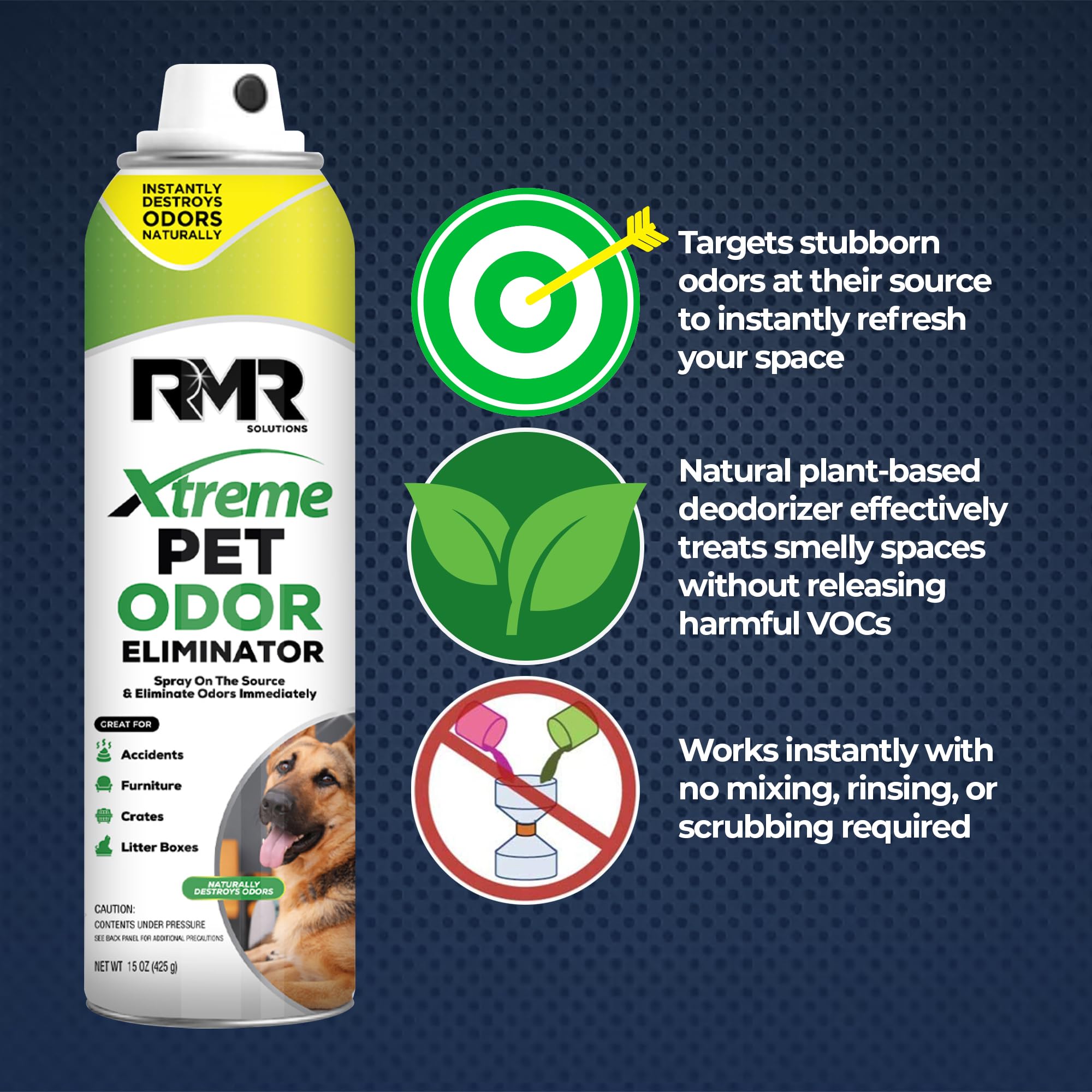 RMR Xtreme Pet Odor Eliminator Spray - Neutralize Strong Urine, Litter, Furniture, Crate, and Animal Smells, 15 Ounces, Unscente