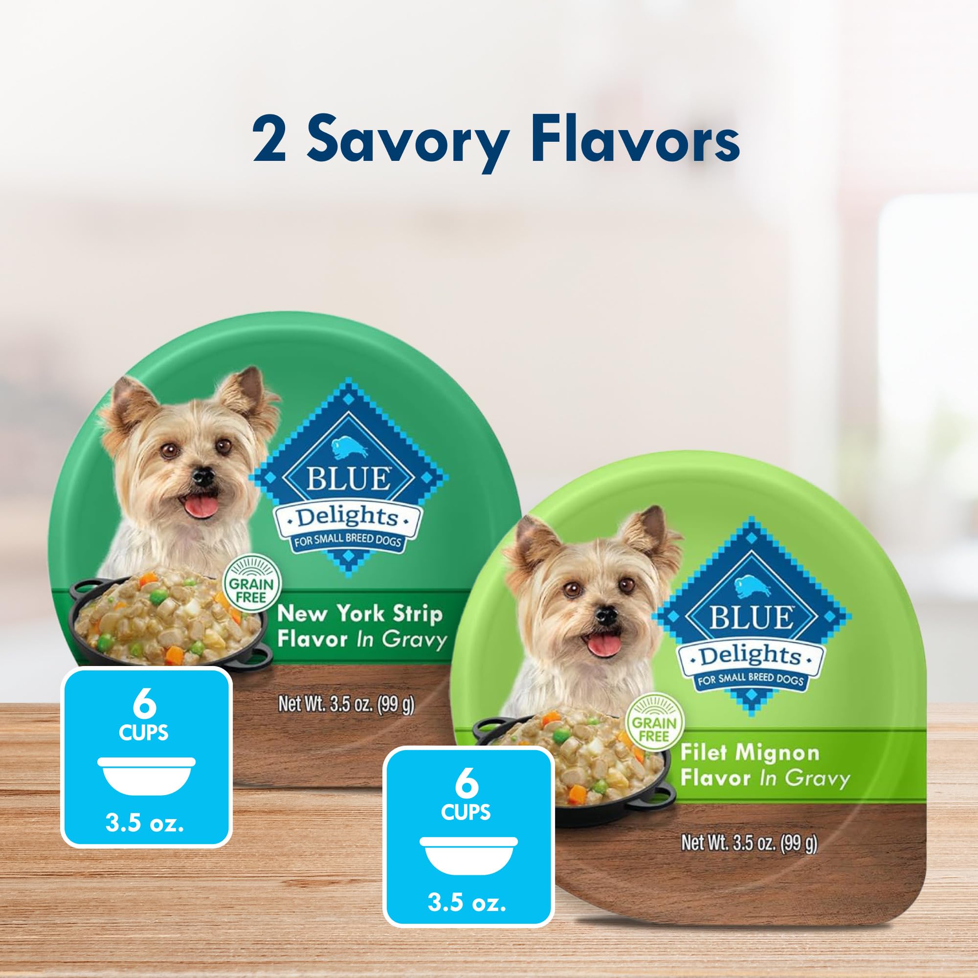 Blue Buffalo Delights Natural Adult Small Breed Wet Dog Food, Variety Pack, Made with Natural Ingredients, Filet Mignon & New Yo