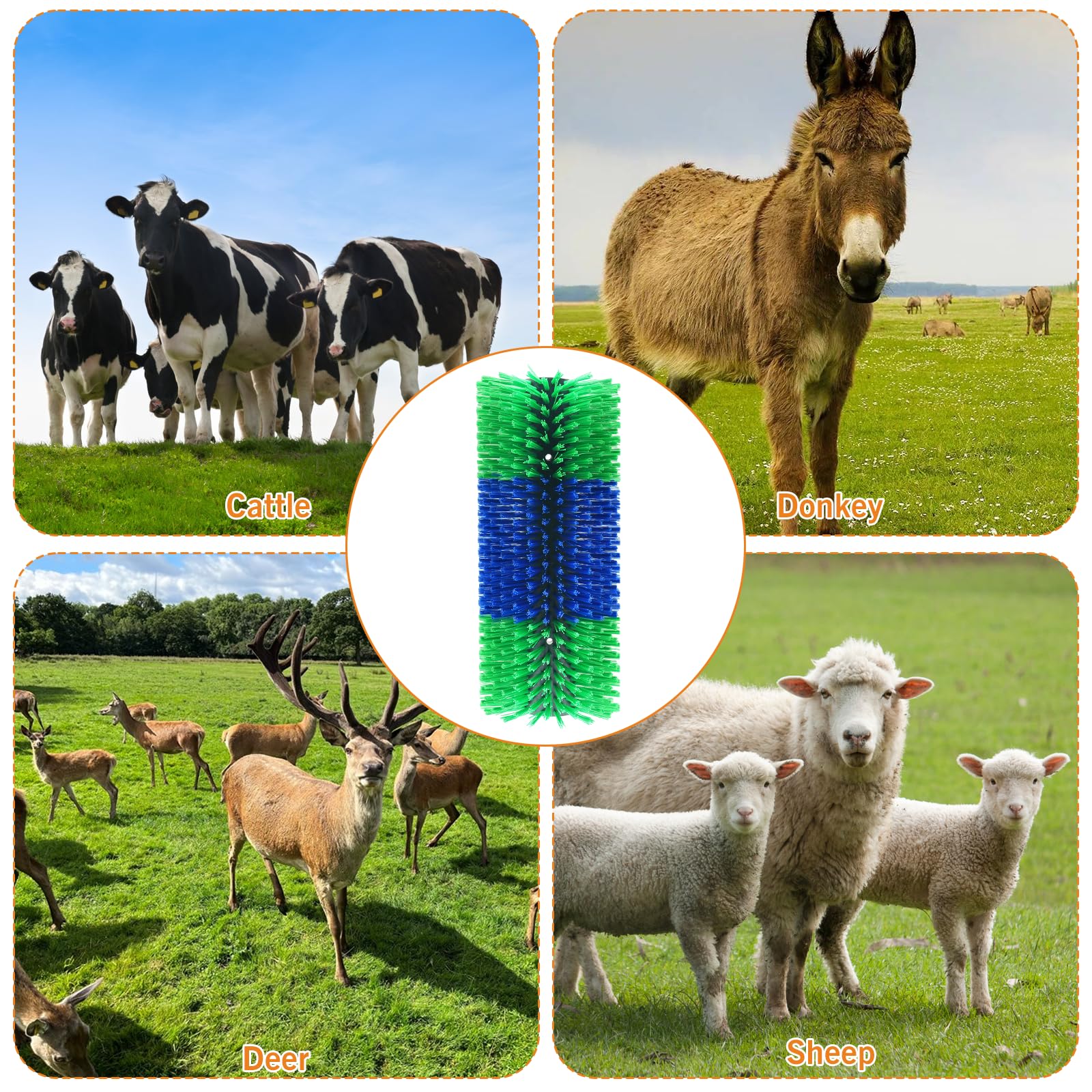 Livestock Scratching Brush Goat Scratcher Full Massage Grooming Brush With 8 Screws For Cattle, Sheep, Horses, Pigs