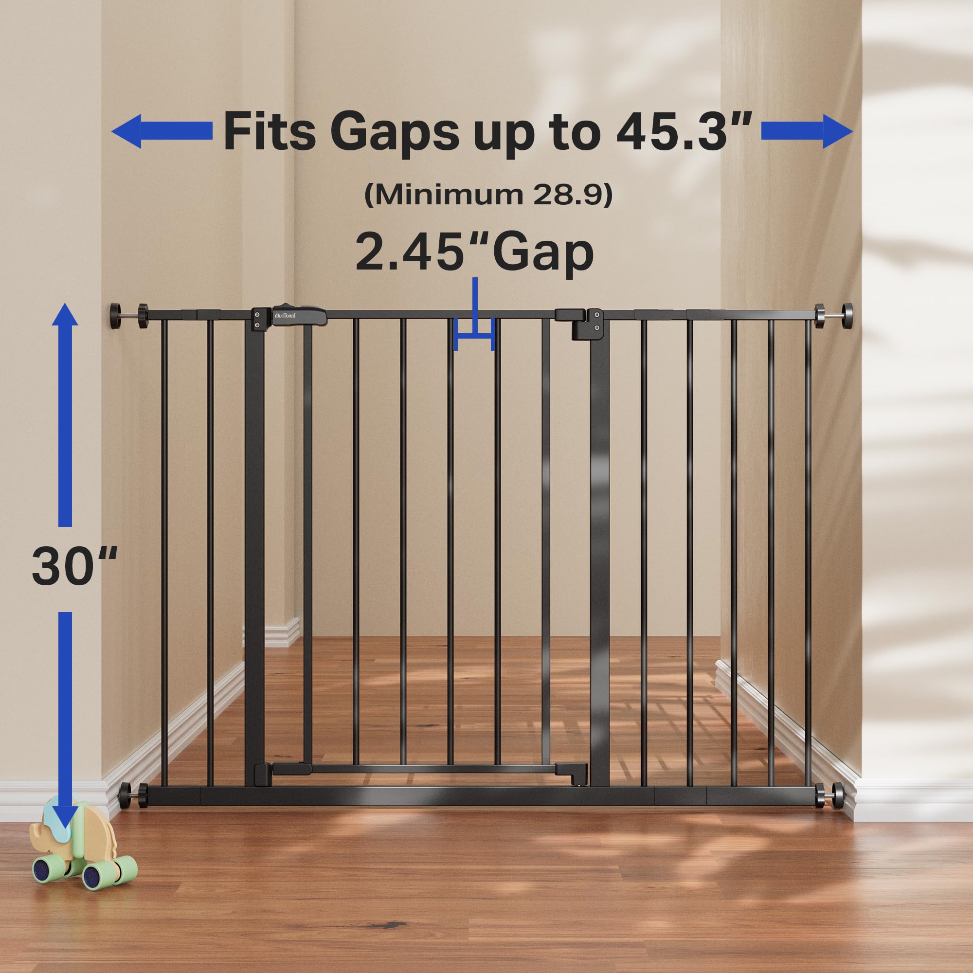 InnoTruth 28.9-45.3 Baby Gate for Stairs, 30 Tall Dog Gate for the House One-Hand Opening, Baby Essencial New Parents Puppy Door