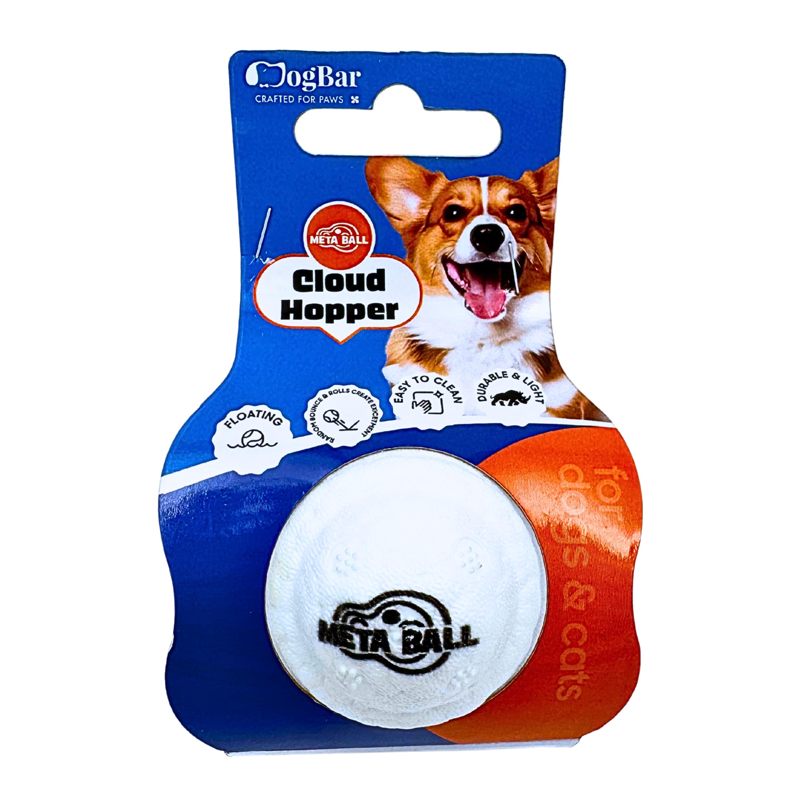 DOGBAR Cloud Hopper High Bounce Toy for Dogs  White | Meta Series | Durable Bouncy, High Elasticity, Lightweight Ball, Floats o