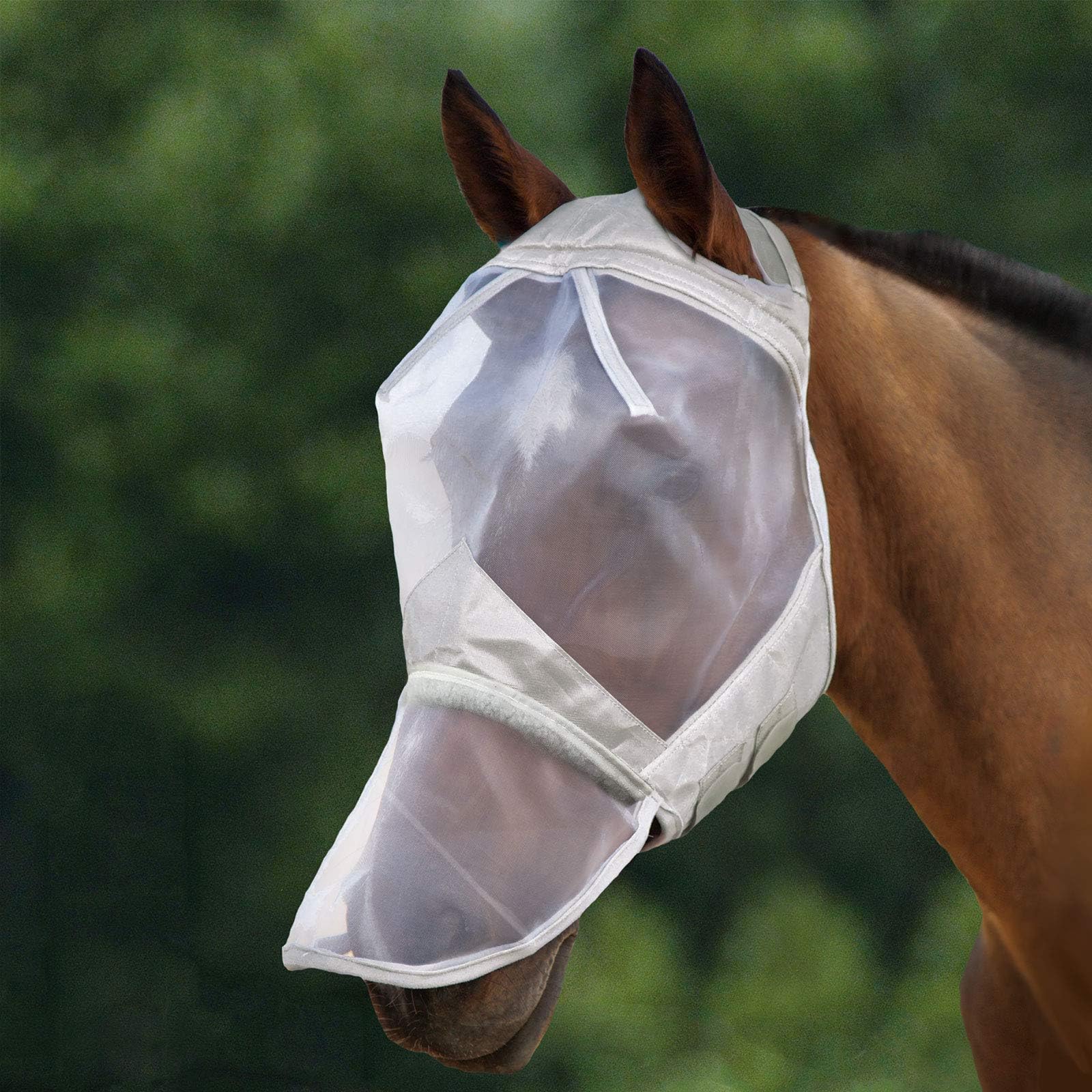 Harrison Howard CareMaster Horse Fly Mask Full Face No Ears Moonlight Silver XL Extra Full Size