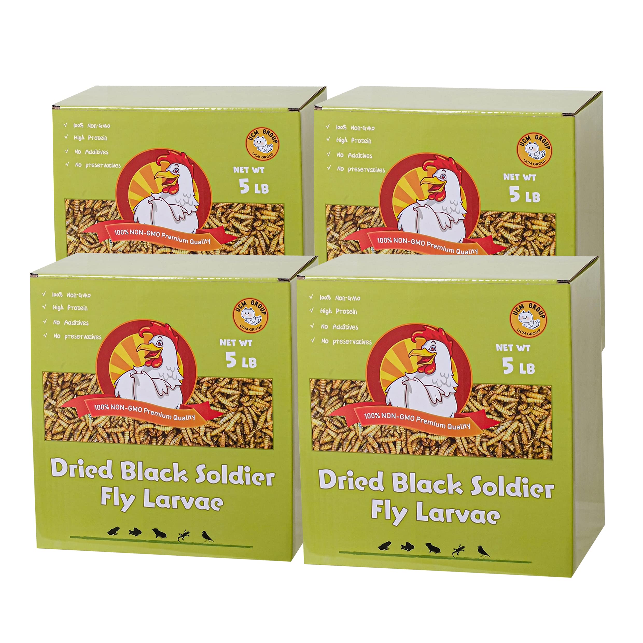 UCM Group 20LB Dried Black Soldier Fly Larvae for Chicken, Poultry, Wild Birds,100% Natural Non-GMO, No Additives, Treat, More C