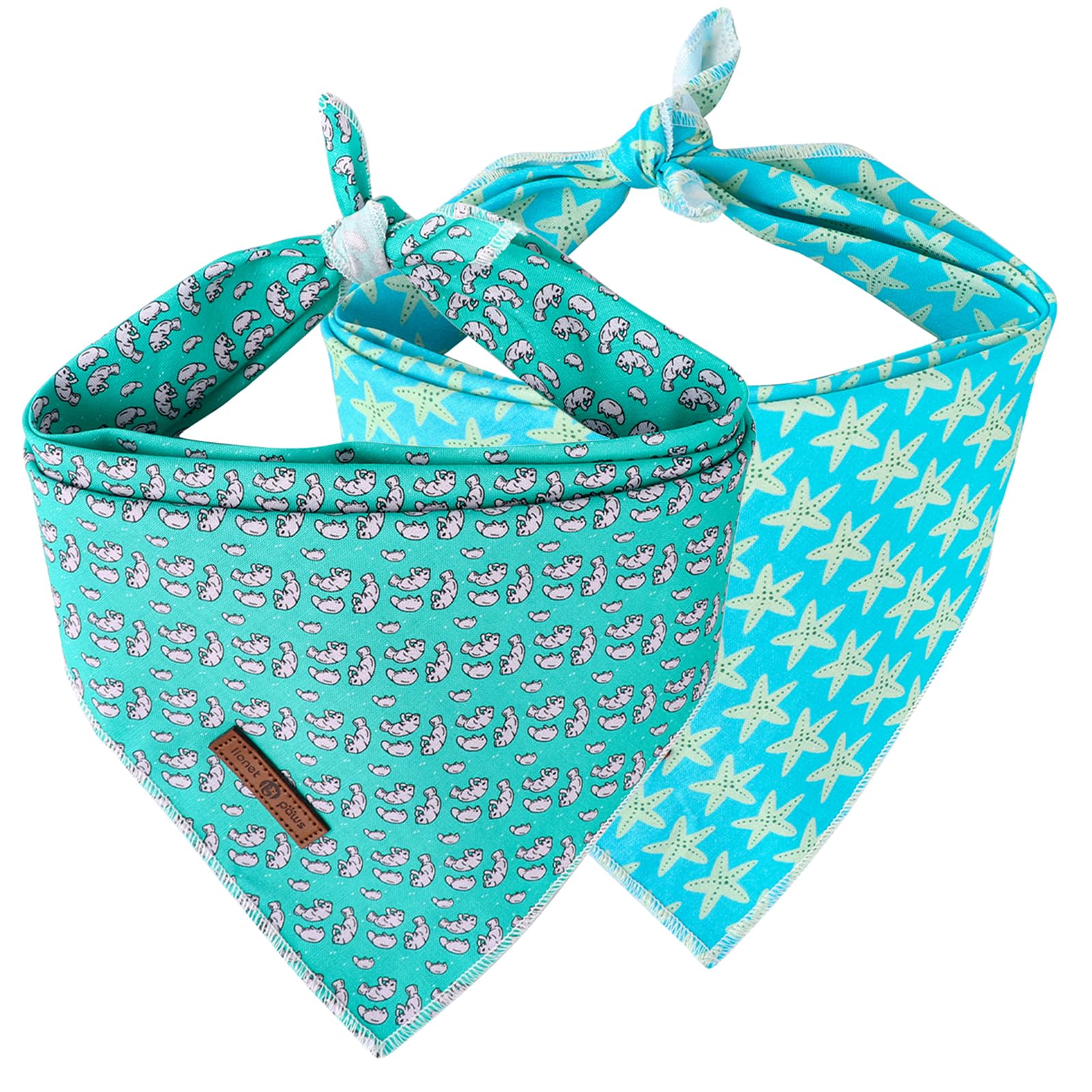Lionet Paws Summer Dog Bandanas 2 Pack, Washable Triangle Bibs Scarves, Adjustable Holiday Scarves For Medium To Extra Large Dog