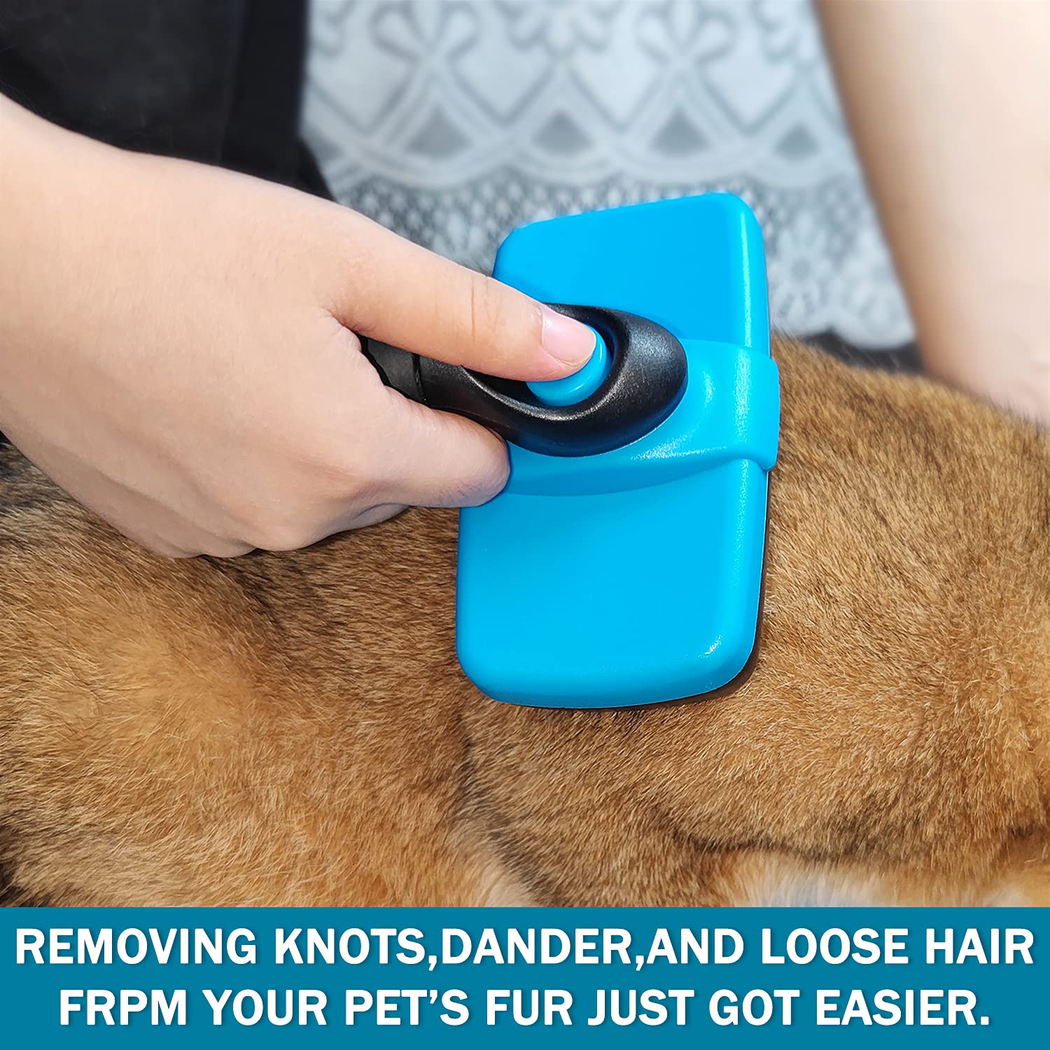 Ropo Self-Cleaning Dog Cat Brush For Shedding Grooming, Pet Hair Brush Tool With Protective Ball Head For Dematting And Removing Loose Fur, Undercoat, Mats, Tangles, Knots, Suitable For All Pets