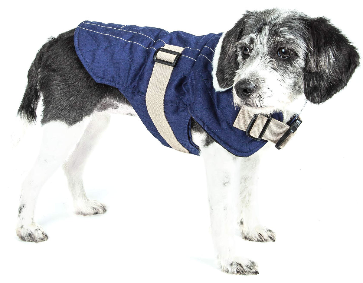 TOUCHDOG 'Sherpa-Bark' Original Designer Fashion Pet Dog Coat Jacket, Medium, Royal Blue