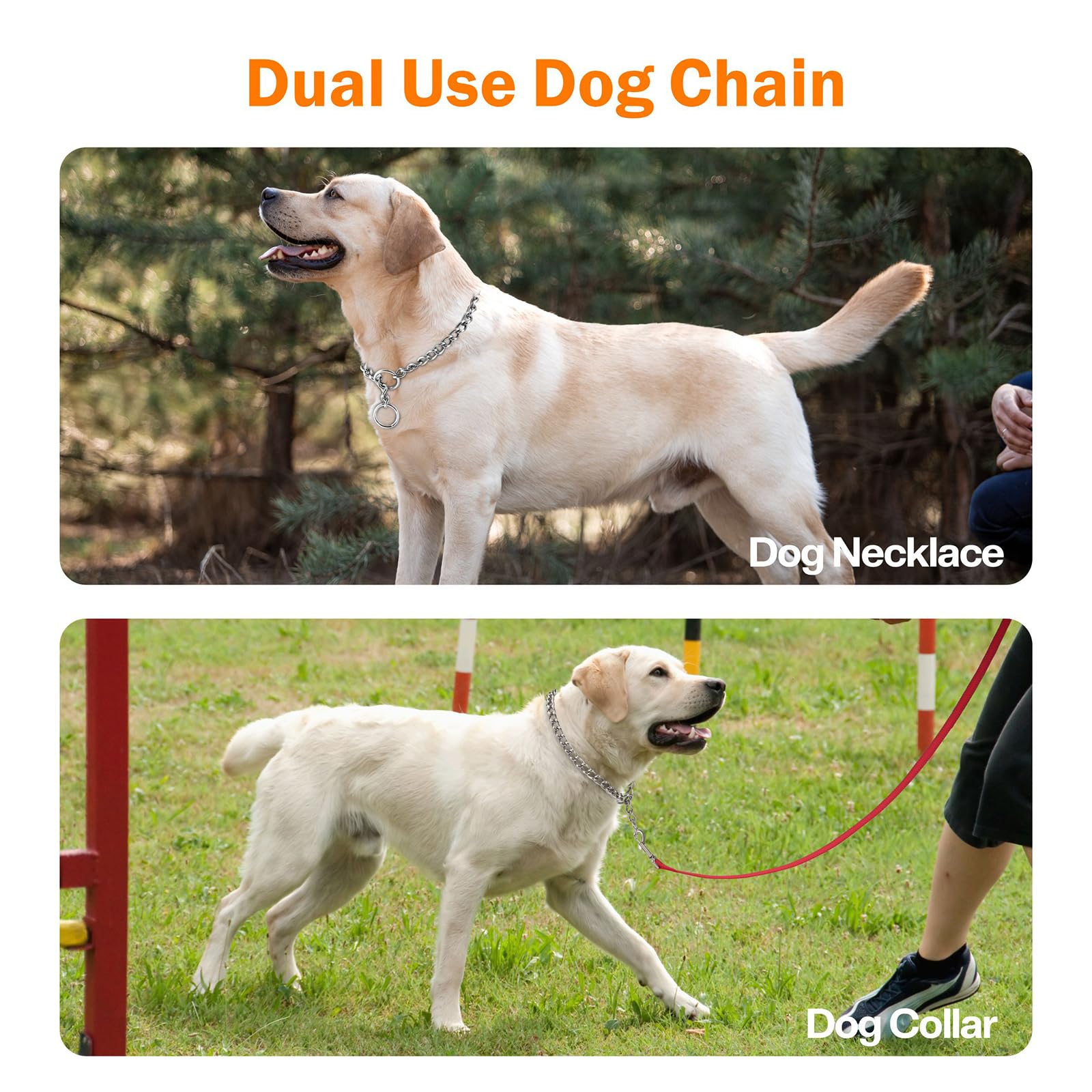 Tagme Chain Dog Choke Collar, Weather Proof Metal Slip Collars Training Choker Collar For Small Medium Large Dogs Breed