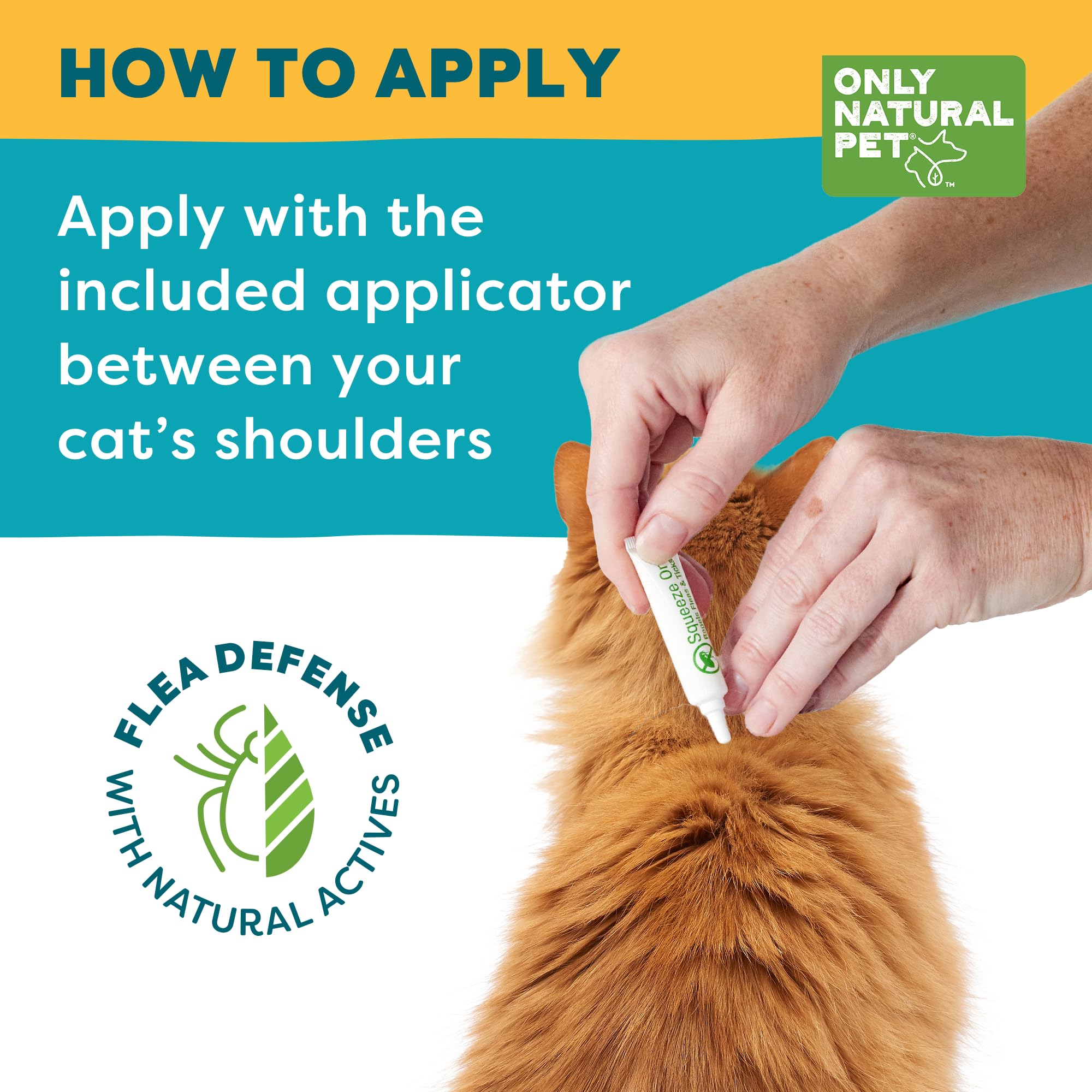 Only Natural Pet Flea and Tick Prevention for Cats - EasyDefense Squeeze-On Drops, 3-Month Supply, Model mp-999521