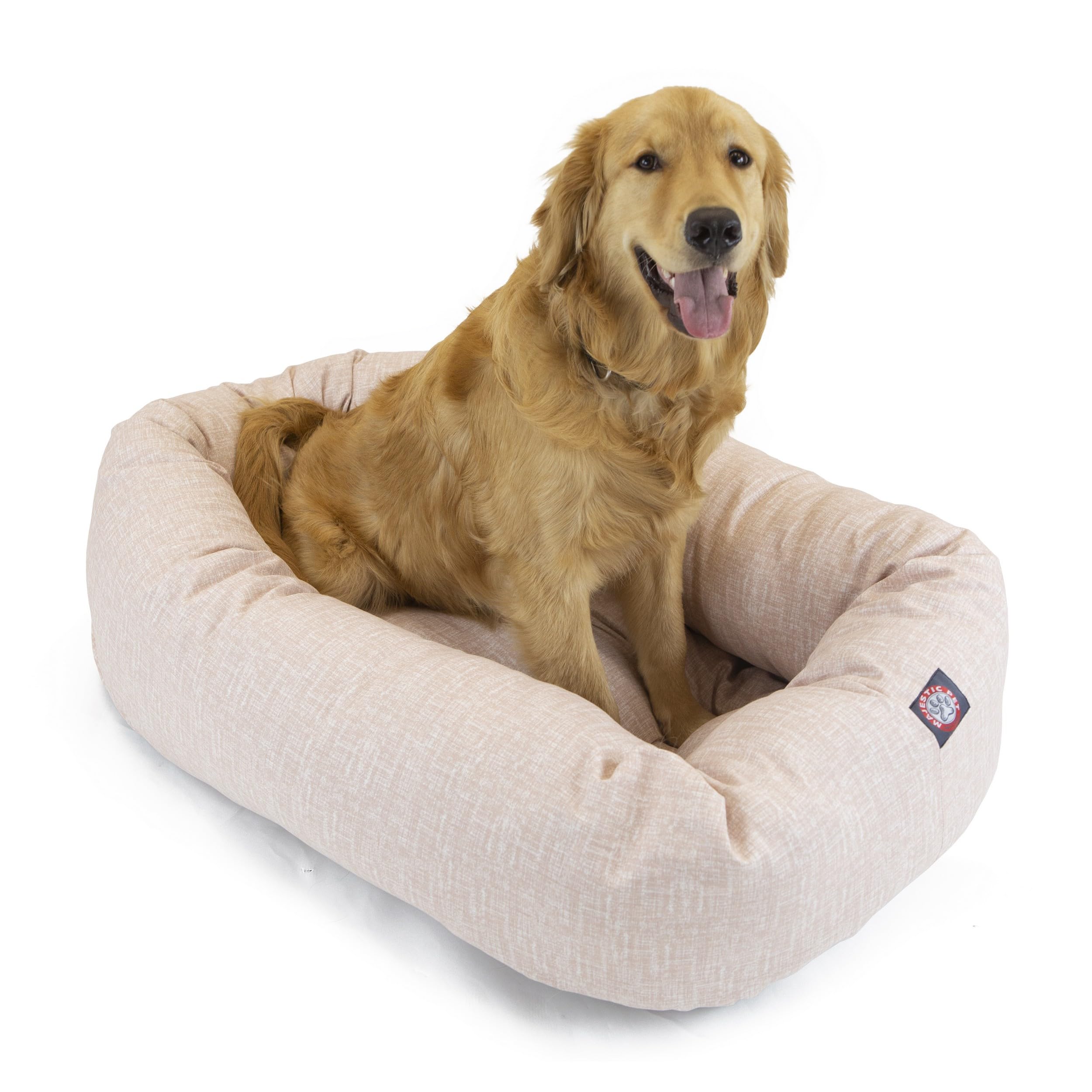 Majestic Pet 24 Inch Washable Bagel Dog Bed with Spine Support - Cozy Soft Round Pink Dog Bed 24x19x7