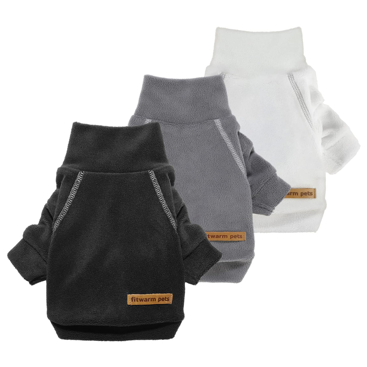 Fitwarm 3 Pack Classic Fleece Dog Sweater, Turtleneck Dog Sweatshirt, Dog Winter Clothes For Small Dogs Boygirl, Pet Pullover Ju