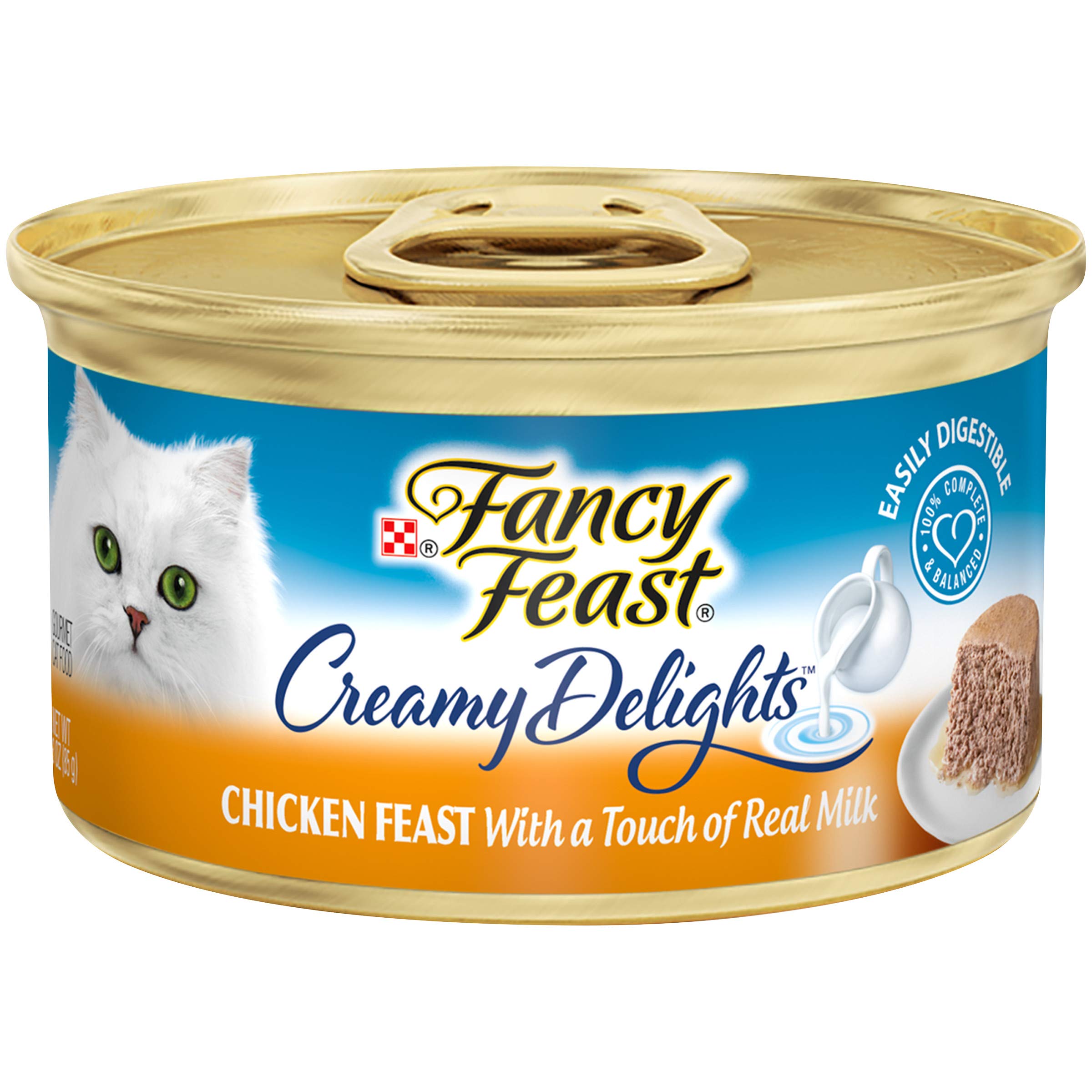 Purina Fancy Feast Pate Wet Cat Food, Creamy Delights Chicken Feast With a Touch of Real Milk - (Pack of 24) 3 oz. Cans