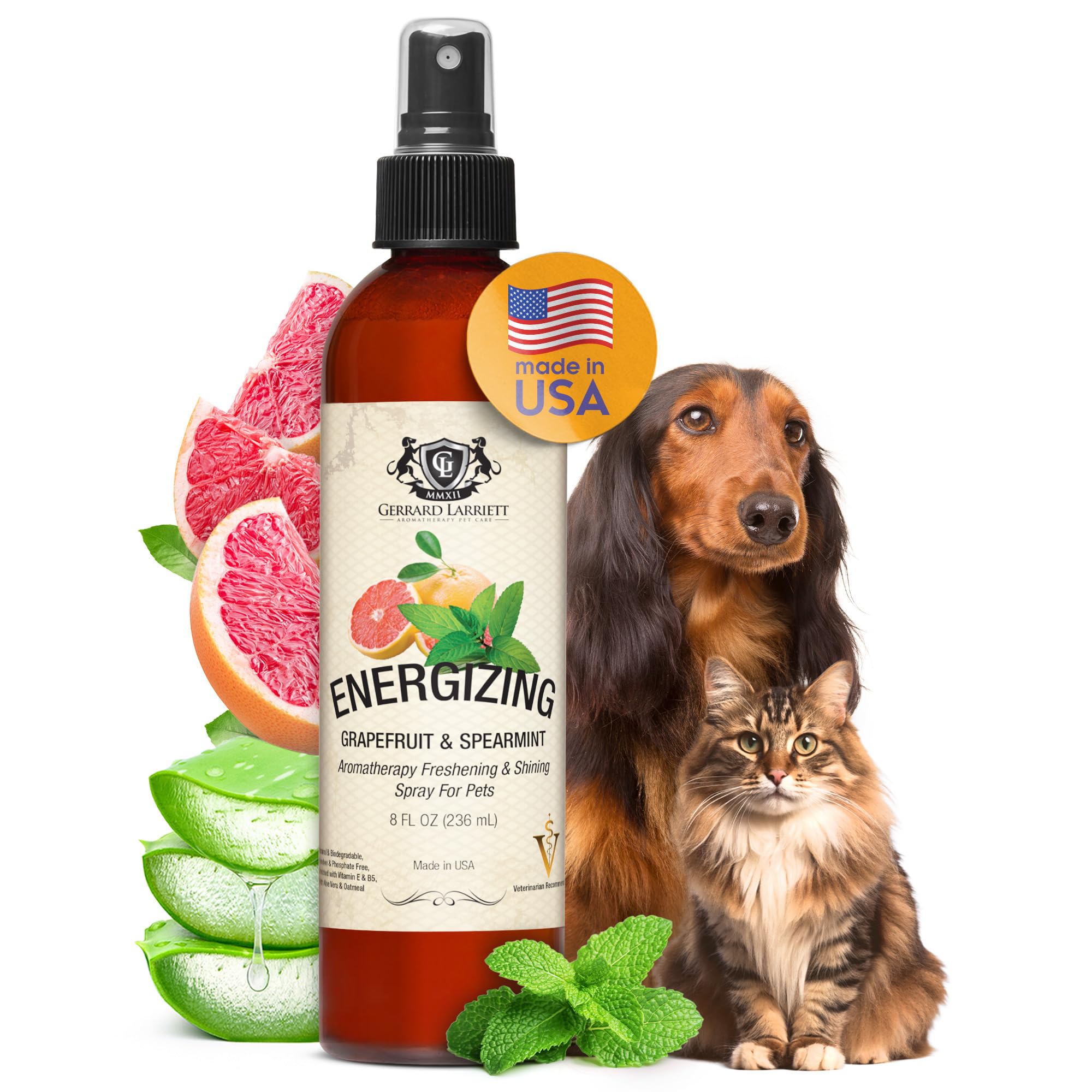Dog Perfume Spray Long Lasting Grapefruit & Spearmint 8 Fl Oz-Dog Calming Spray Scent Mist for Shining Fur, Puppy Cologne Doggie