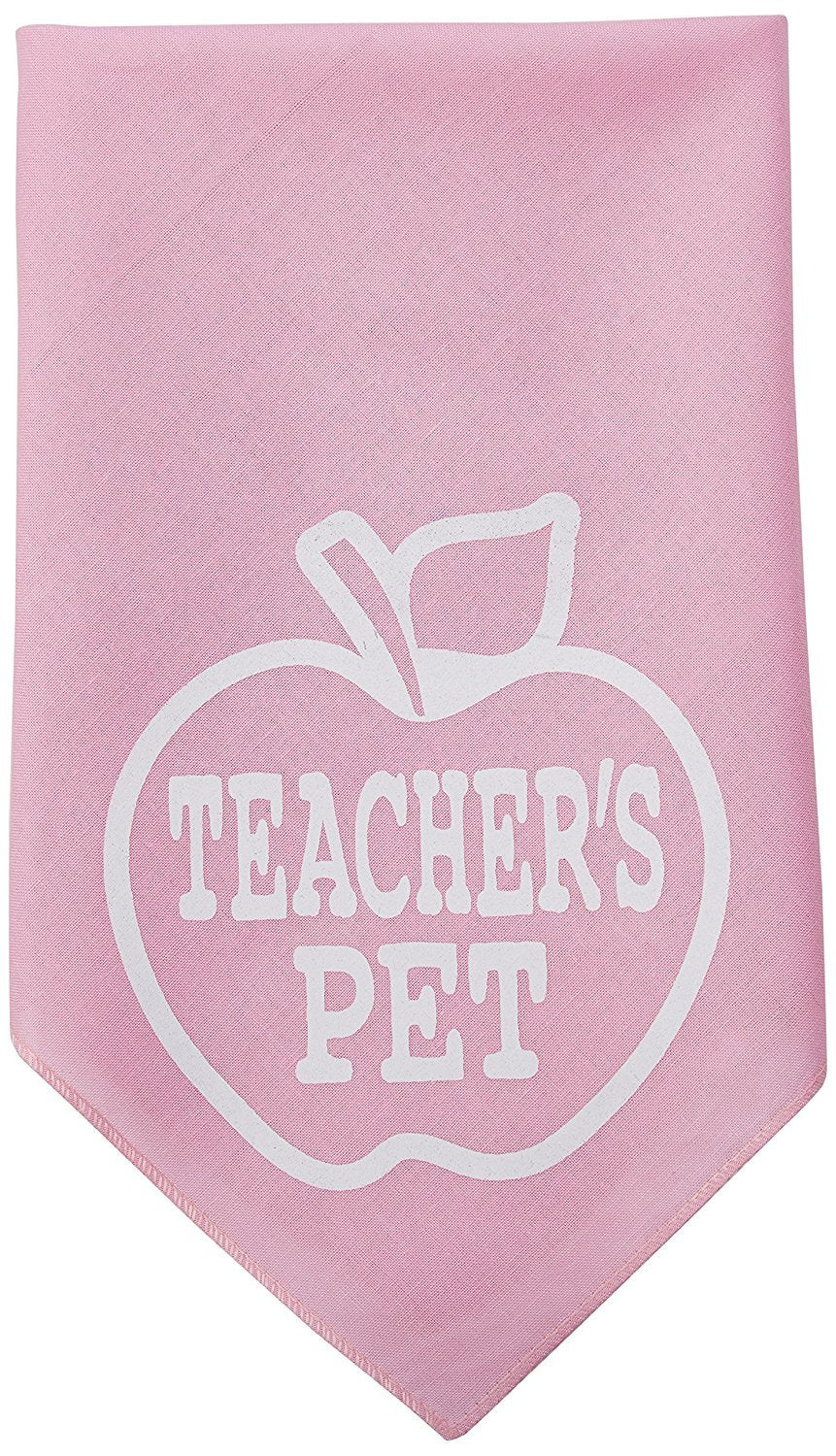 Pet and Dog Bandana Screen Printed, &quot;Teachers Pet&quot; Light Pink Small