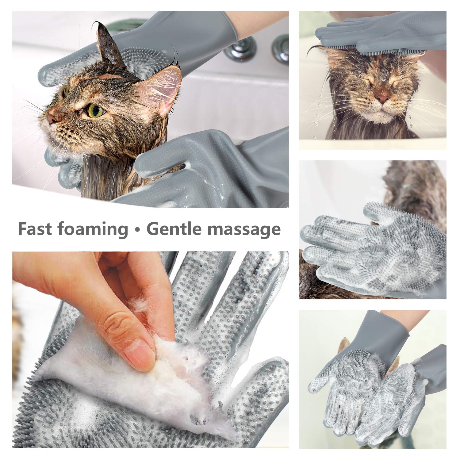 Pet Grooming Gloves - Gentle Dog Bathing Shampoo Brush - Massage Mitt With Enhanced Five Finger Design - Efficient Deshedding Glove For Dogs, Cats, Rabbits And Horses - 1 Pack
