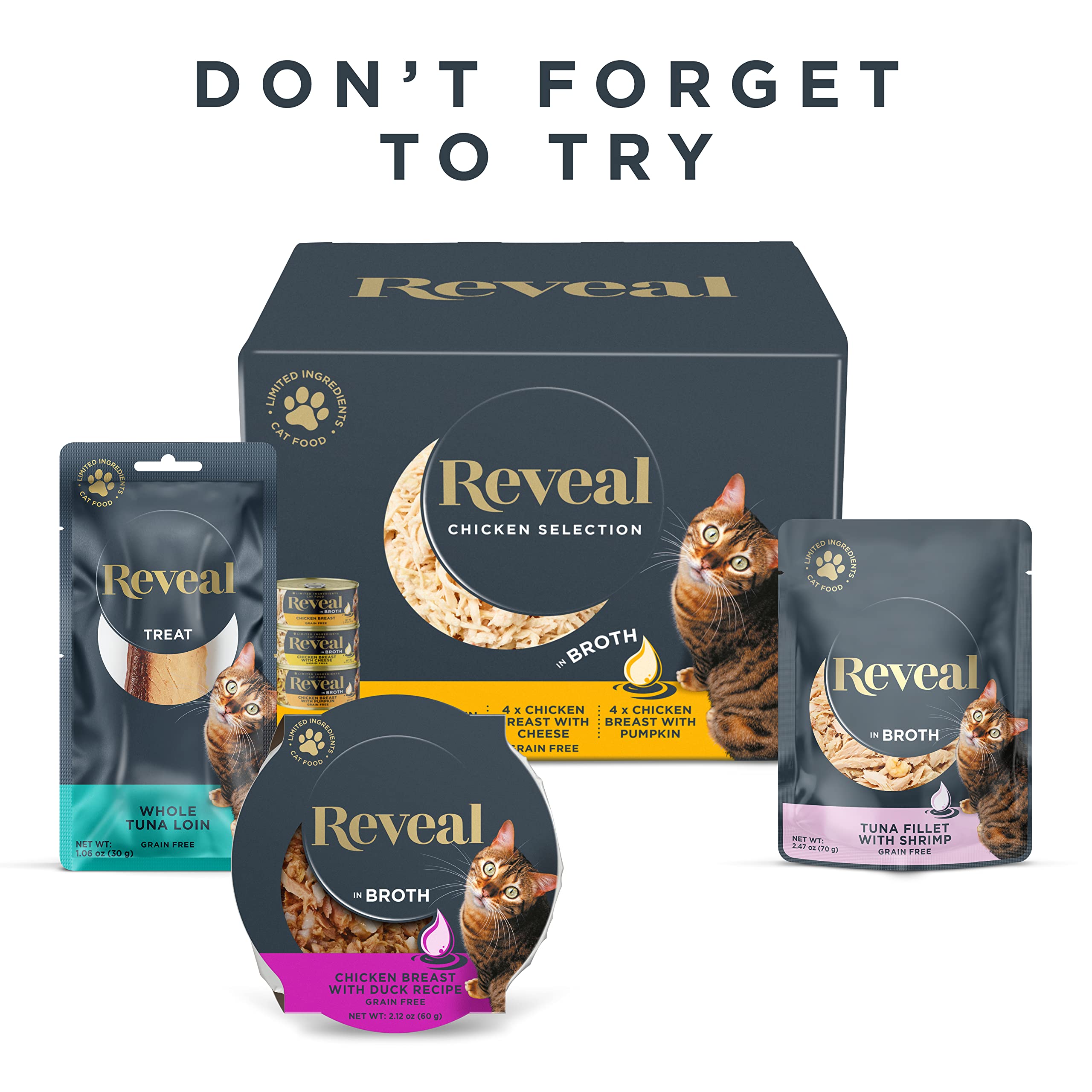 Reveal Natural Wet Cat Food, 12 Count, Grain Free, Limited Ingredient Cat Food Pouches, Tuna with Sea Bream in Broth, 2.47 oz Po