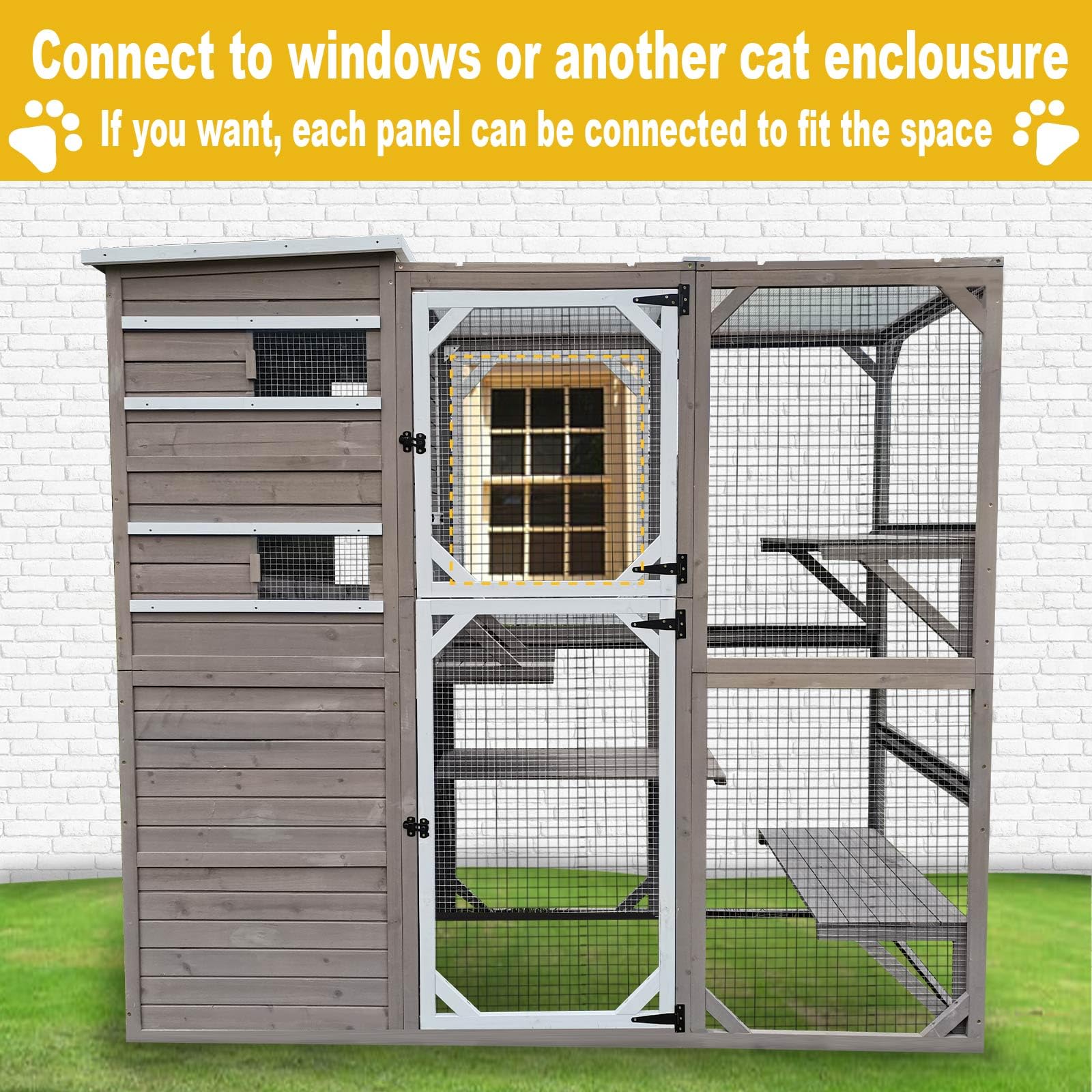Gowoodhut Large Outdoor Catio Enclosures - Wooden Cat House Weatherproof With Multi Platforms & Weather Resistant Roof, Indoor I