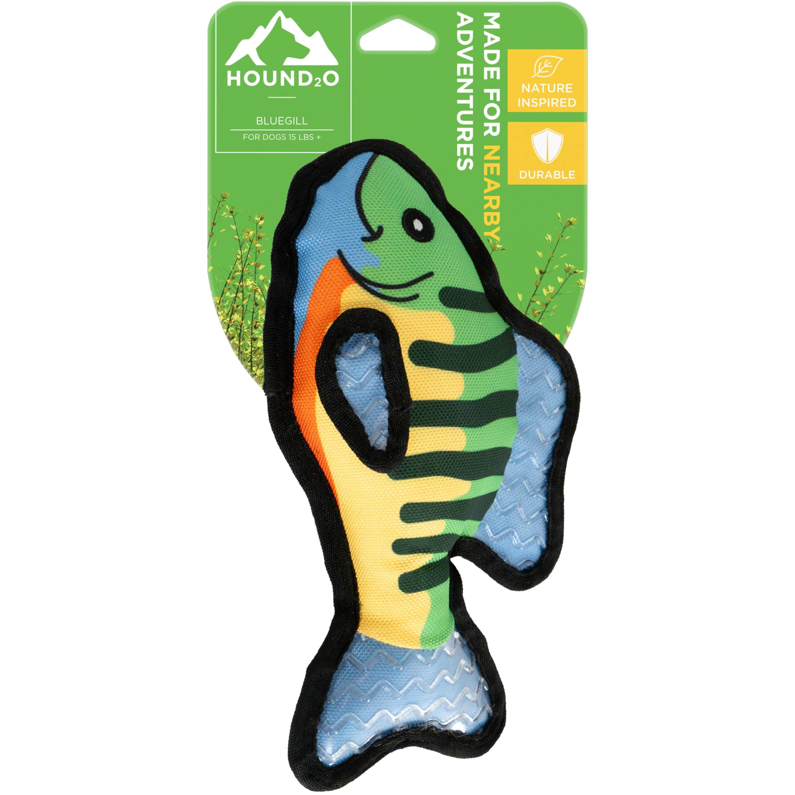 Hound2O Durable Plush Outdoor Toys For Dogs | Squeaky Plush Bluegill Fish | Fun Fishing Themed Dog Toy With Playful Squeaker