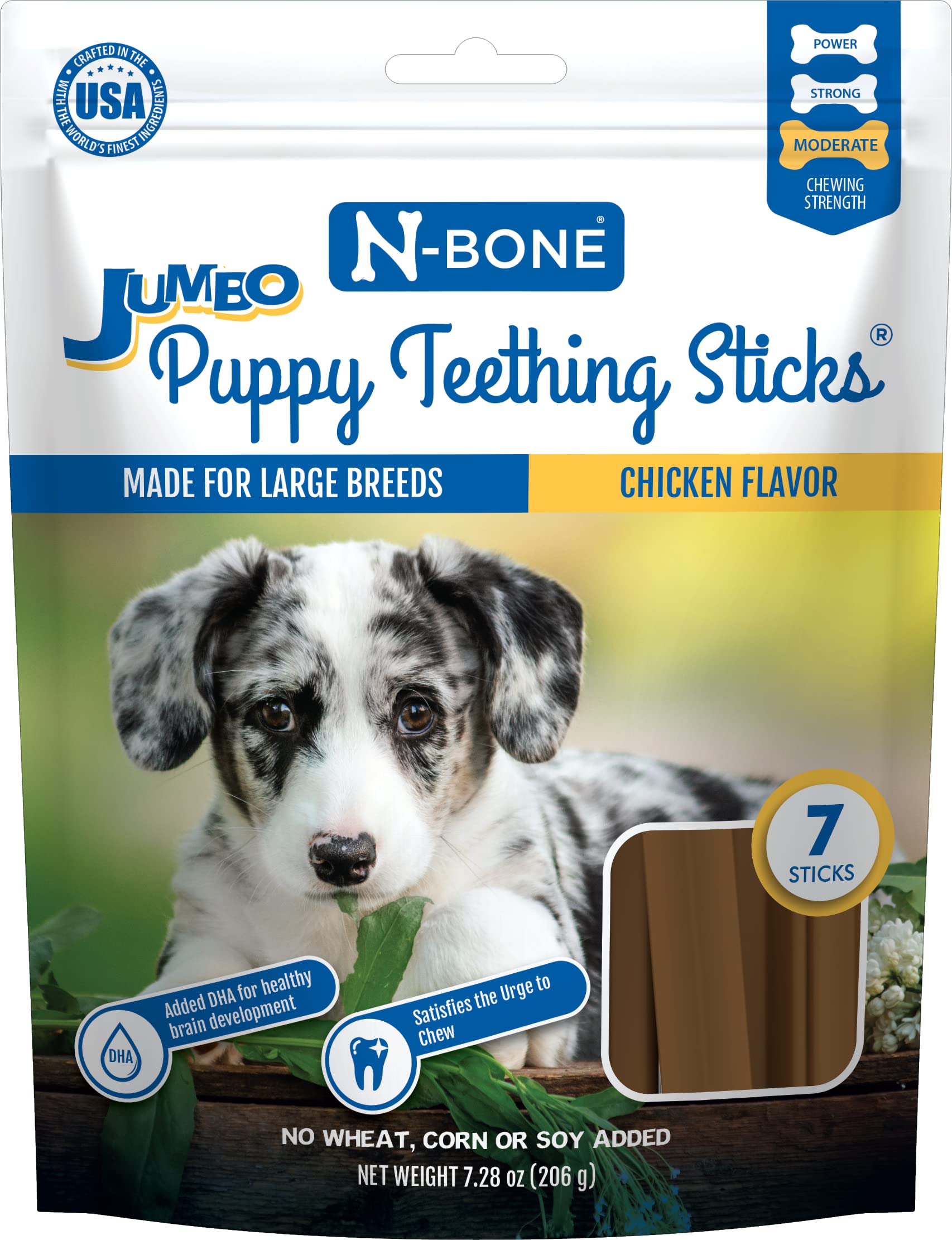 N-Bone Jumbo Puppy Teething Sticks Chicken Flavor - 7.28 oz