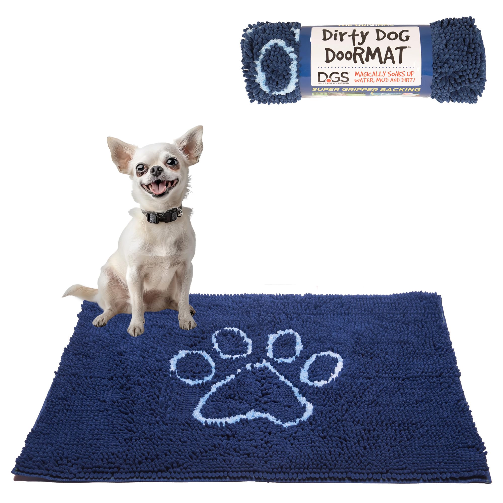 Dog Gone Smart Dirty Dog Doormat - Fast Drying Rug with Super Gripper Backing for Clean Floors - Absorbent Microfiber and Machin