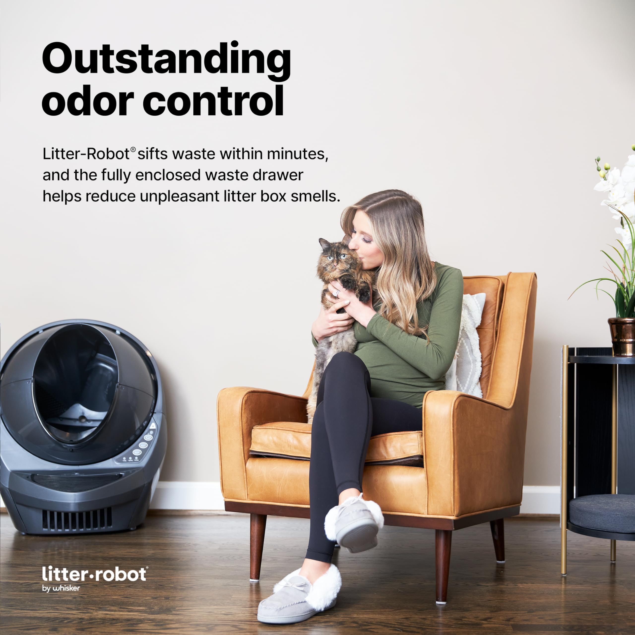 Litter-Robot 3 Connect By Whisker, Grey - Automatic, Self-Cleaning Cat Litter Box, Helps Reduce Litter Box Odors, Works With Alm