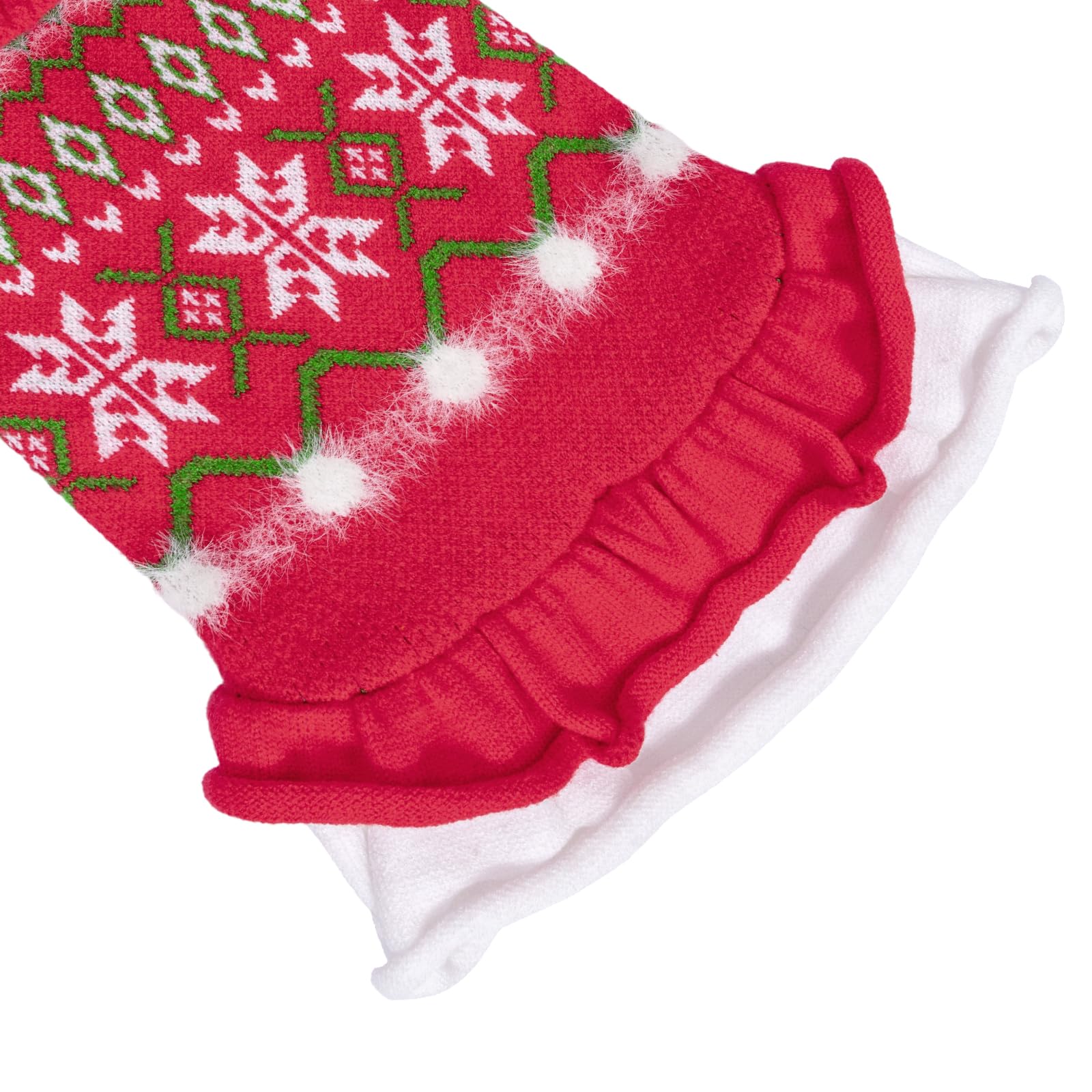 Cutebone Fancy Christmas Dog Sweater Dress, Soft And Stretchy Dog Clothes For Small Medium Dogs Girl, Christmas Snowflake Red Pu