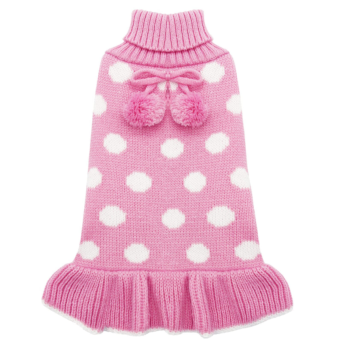 Kyeese Dog Sweater Dress Polka Dot Dog Sweater For Girl Pink With Leas   Petocart