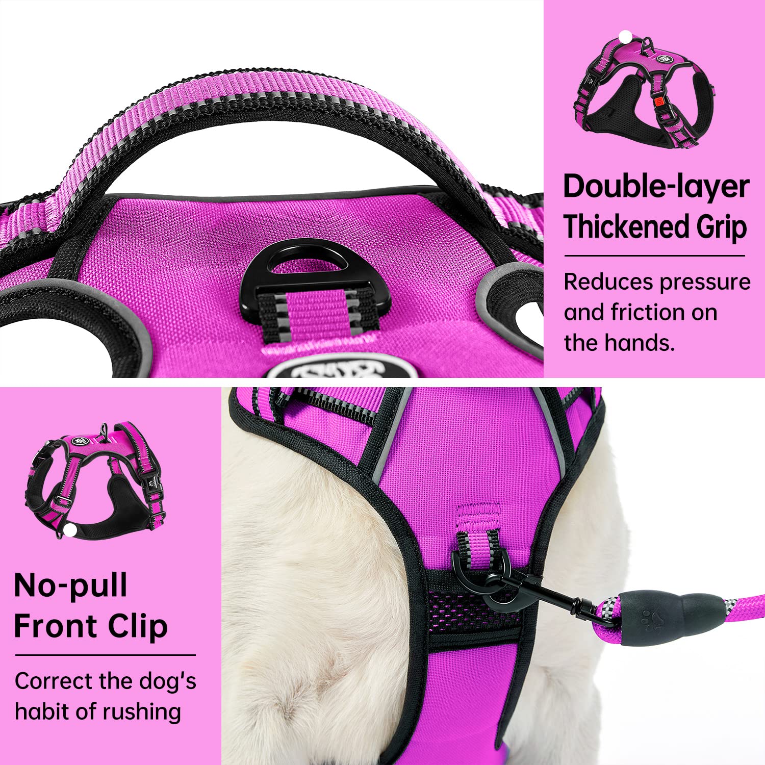 Ivy&Lane No Pull Dog Harness For Medium Dogs,Dog Vest Harness With Leash,Safety Belt And Storage Strap, Fully Adjustable Harness