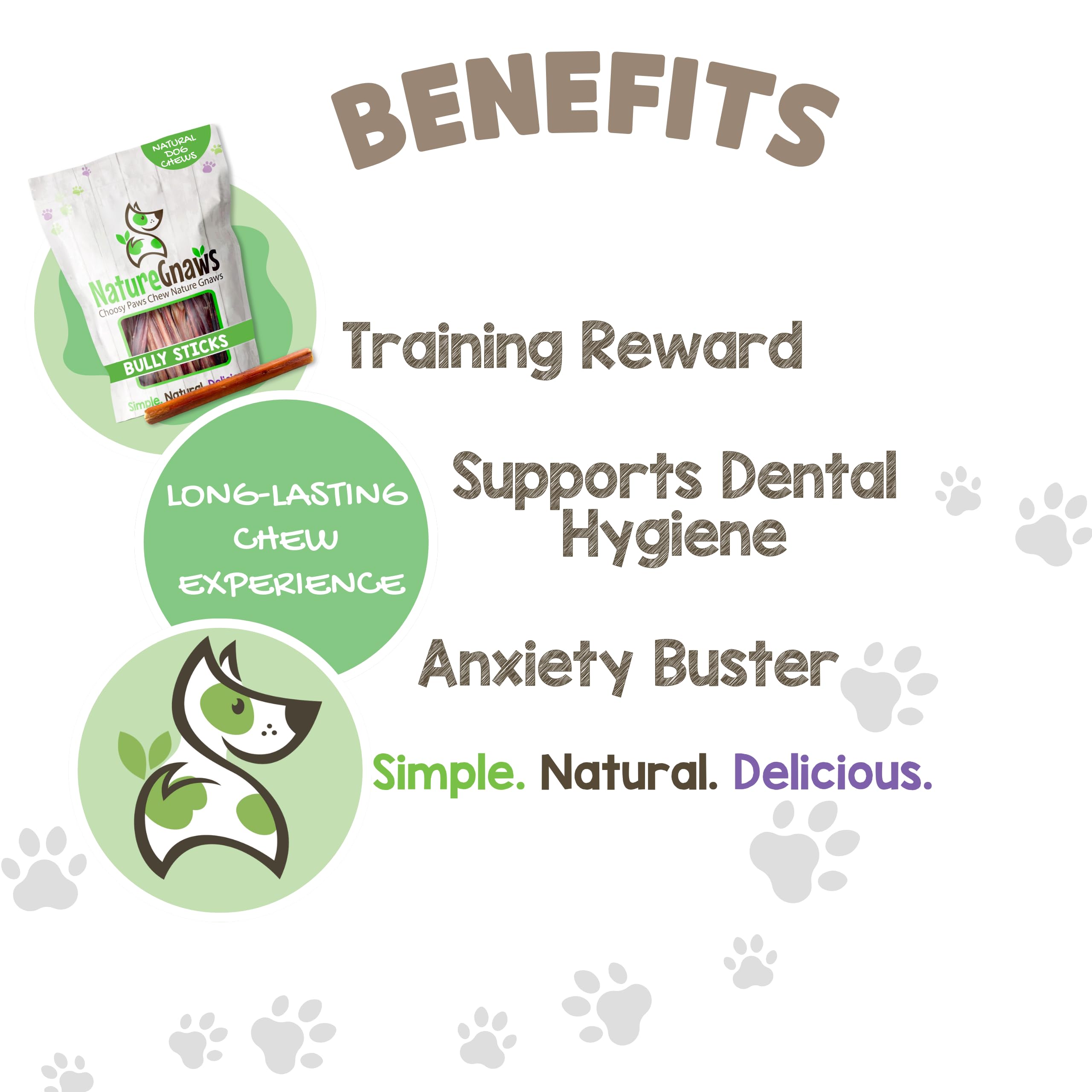 Nature Gnaws Thin Bully Sticks for Dogs 5-6 (8oz) - Mixed Thickness - Long Lasting for Small Dogs and Puppies - Natural Thin Bee