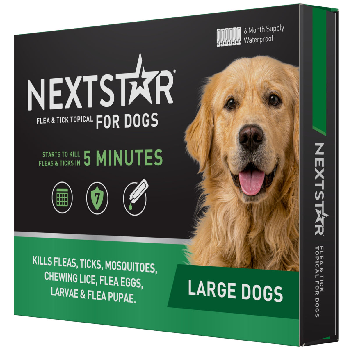 Nextstar Flea And Tick Prevention For Dogs, Repellent, And Control, Fast Acting Waterproof Topical Drops For Large Dogs, 6 Month