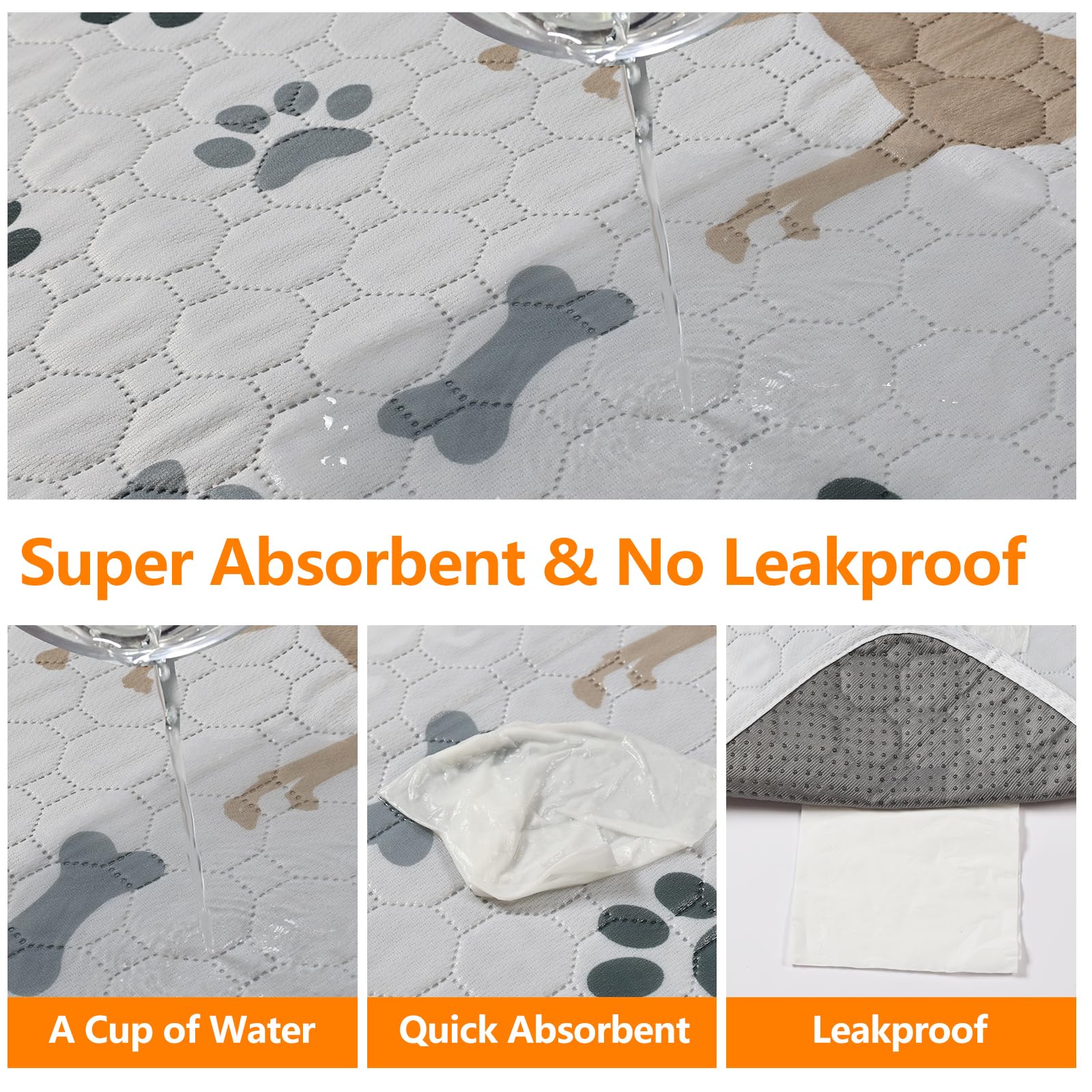 Mozin Washable Pee Pads For Dogs, 1 Pack Super Absorbent Dog Training Pads Leakproof Non-Slip Reusable Puppy Pads, Waterproof Wh