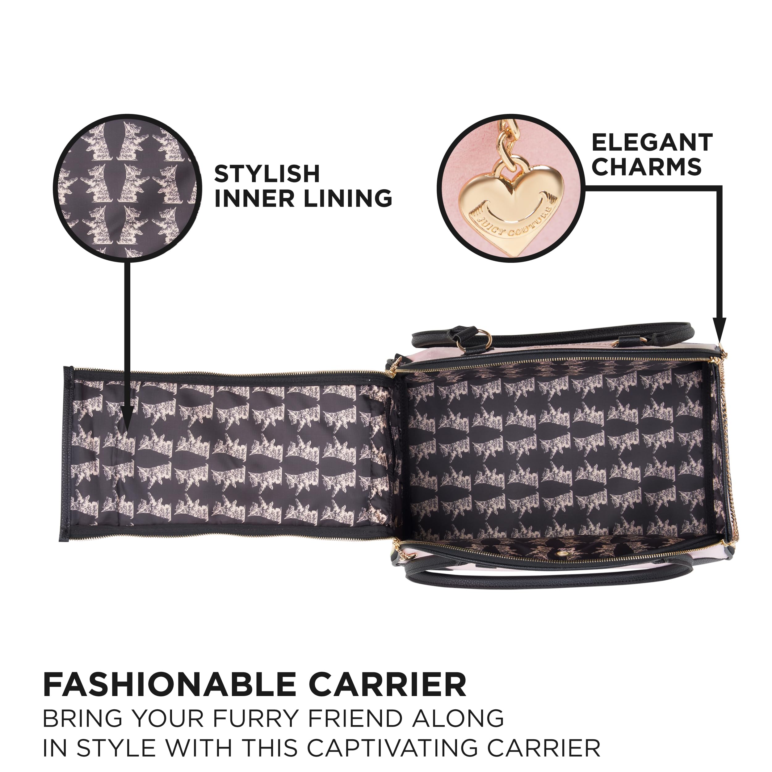 Juicy Couture Give Me Treats Pet Carrier - Stylish Pink Travel Bag for Small Dogs and Cats