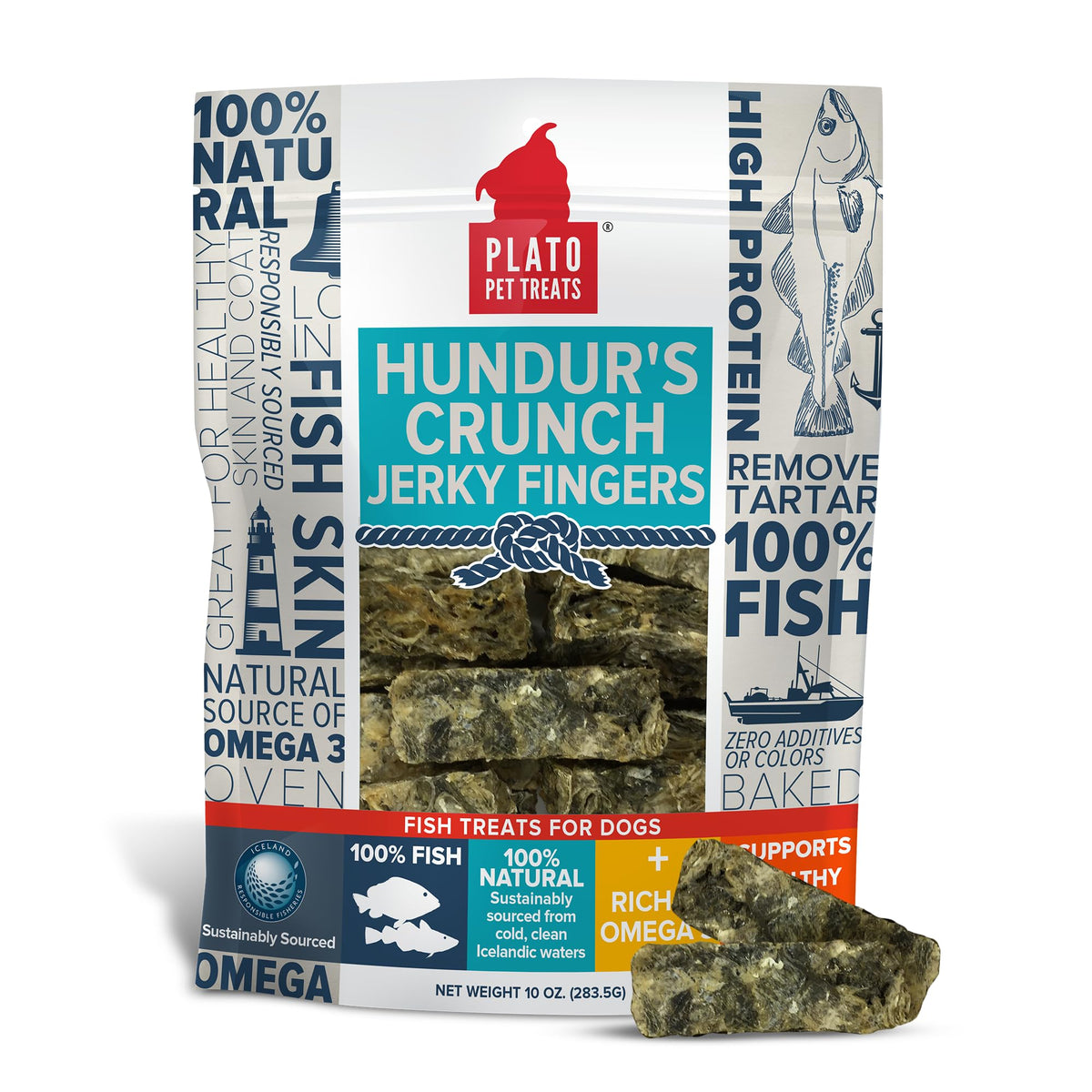 Plato Hundur'S Crunch Jerky Fingers 10Oz, Natural