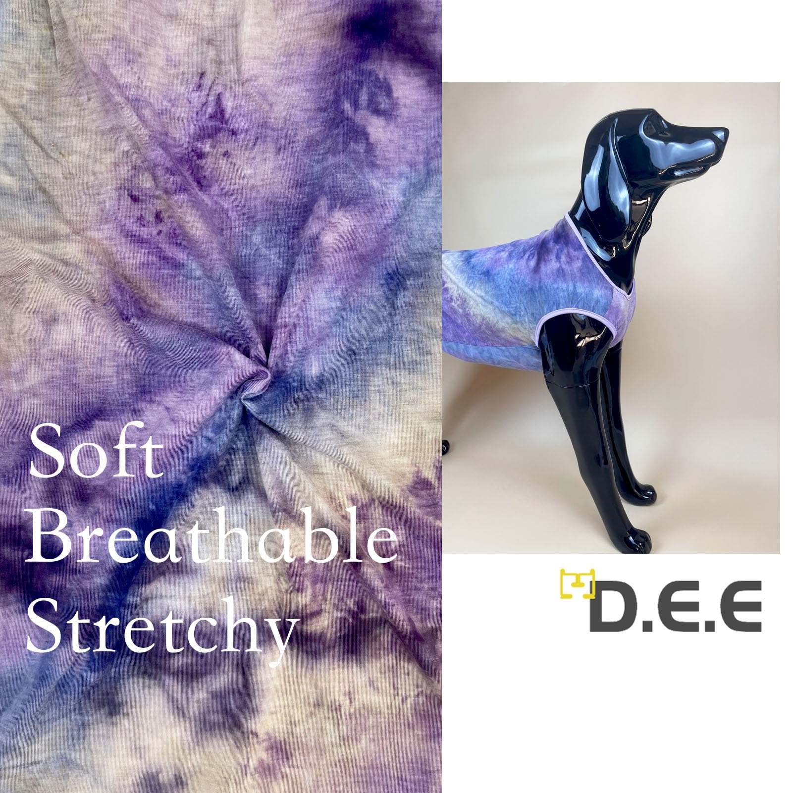 D.E.E Cotton Dog Shirts Large Tie Dye Dog Clothes Lightweight Girl Boy Big (Vestpurple, 3X-Large)