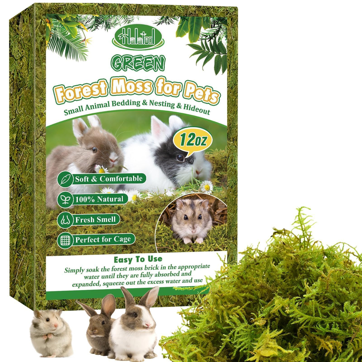 Halatool 18Qt Hamster Moss For Bedding Nesting Hideout, 100% Natural Moss For Rabbits Squirrels Hamsters Guinea Pigs, Small Anim