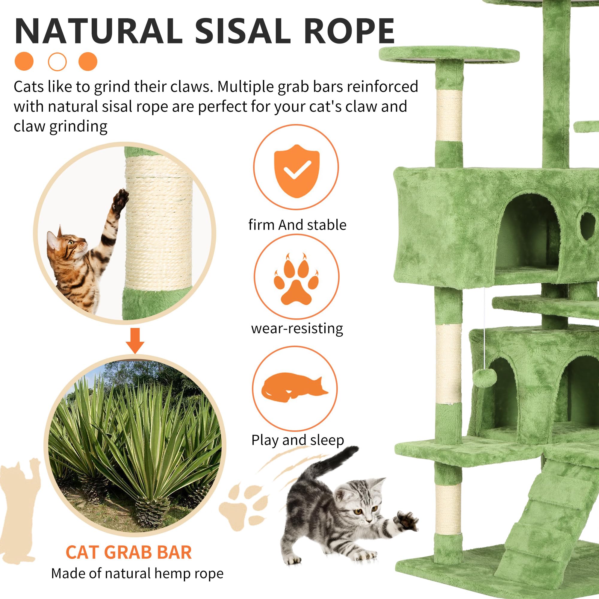 BestPet 54in Cat Tree Tower for Indoor Cats,Multi-Level Cat Furniture Activity Center with Cat Scratching Posts Stand House Cat