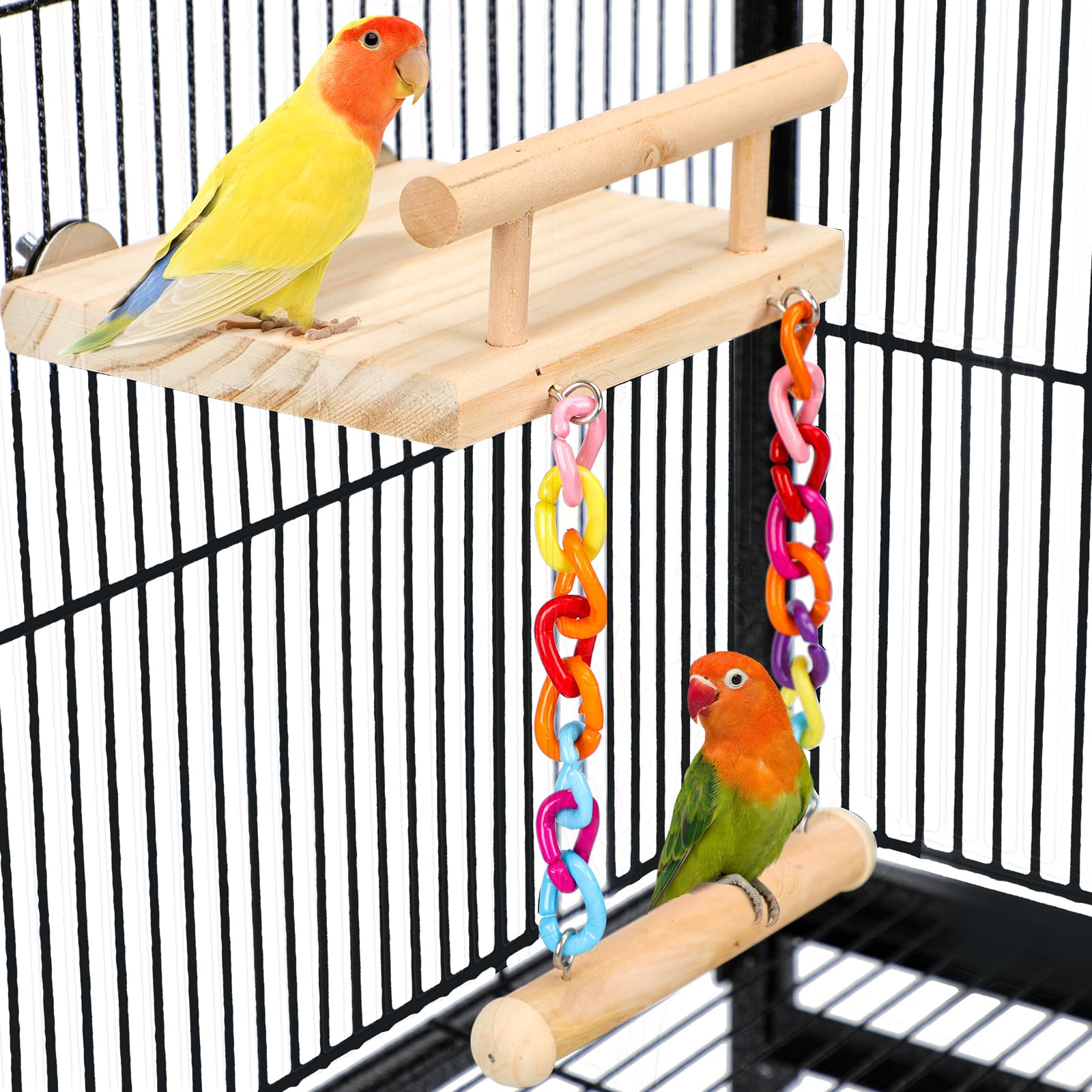 FrgKbTm Bird Perches Cage Toys Parrot Wooden Platform Play Gyms Exercise Stands with Acrylic Wood Swing Ferris Wheel Chewing for